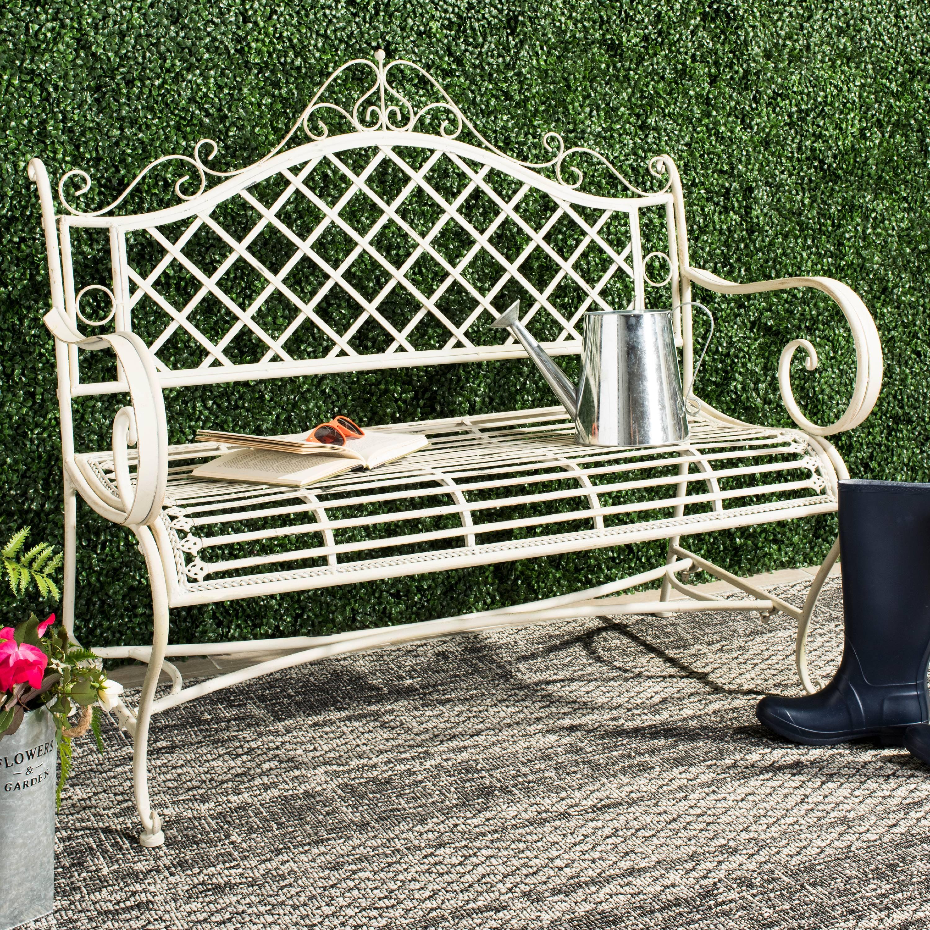 Abner Wrought Iron 45.75 Inch W Outdoor Garden Bench  - Safavieh