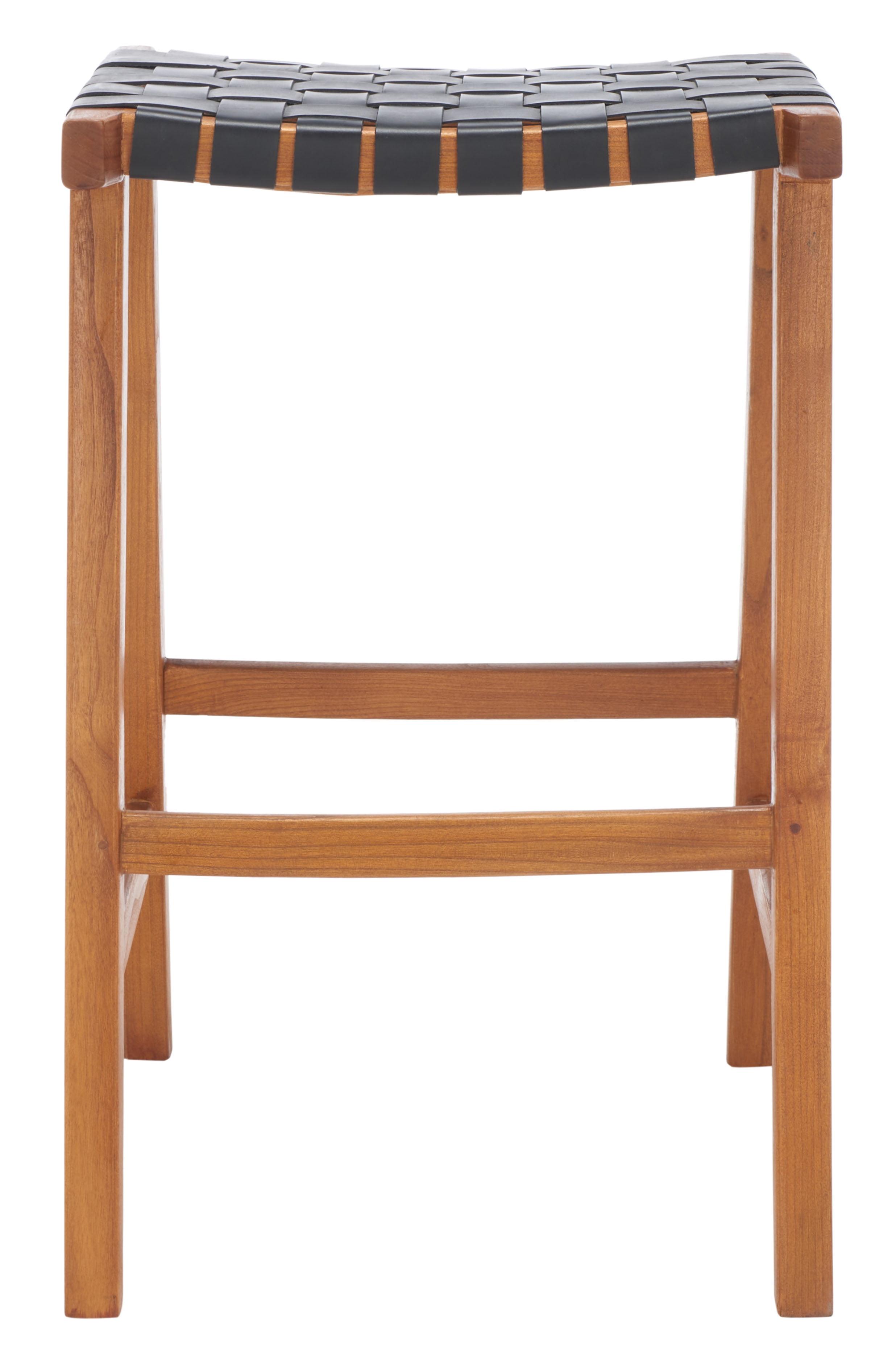 SAFAVIEH Abreu Modern Style Rectangle Barstool, Black/Natural (20 in. W x 18.5 in. D x 30 in. H)