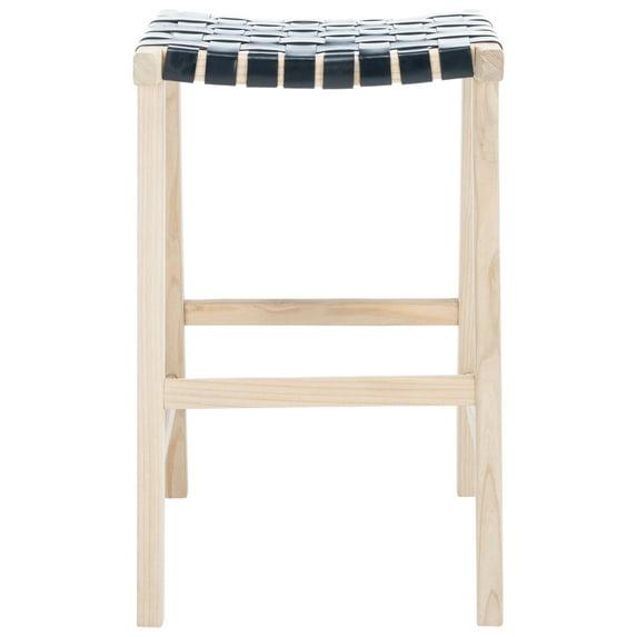SAFAVIEH Abreu Rectangle Barstool, Black/Light Natural (18.5 in. W x 20 in. D x 30 in. H)