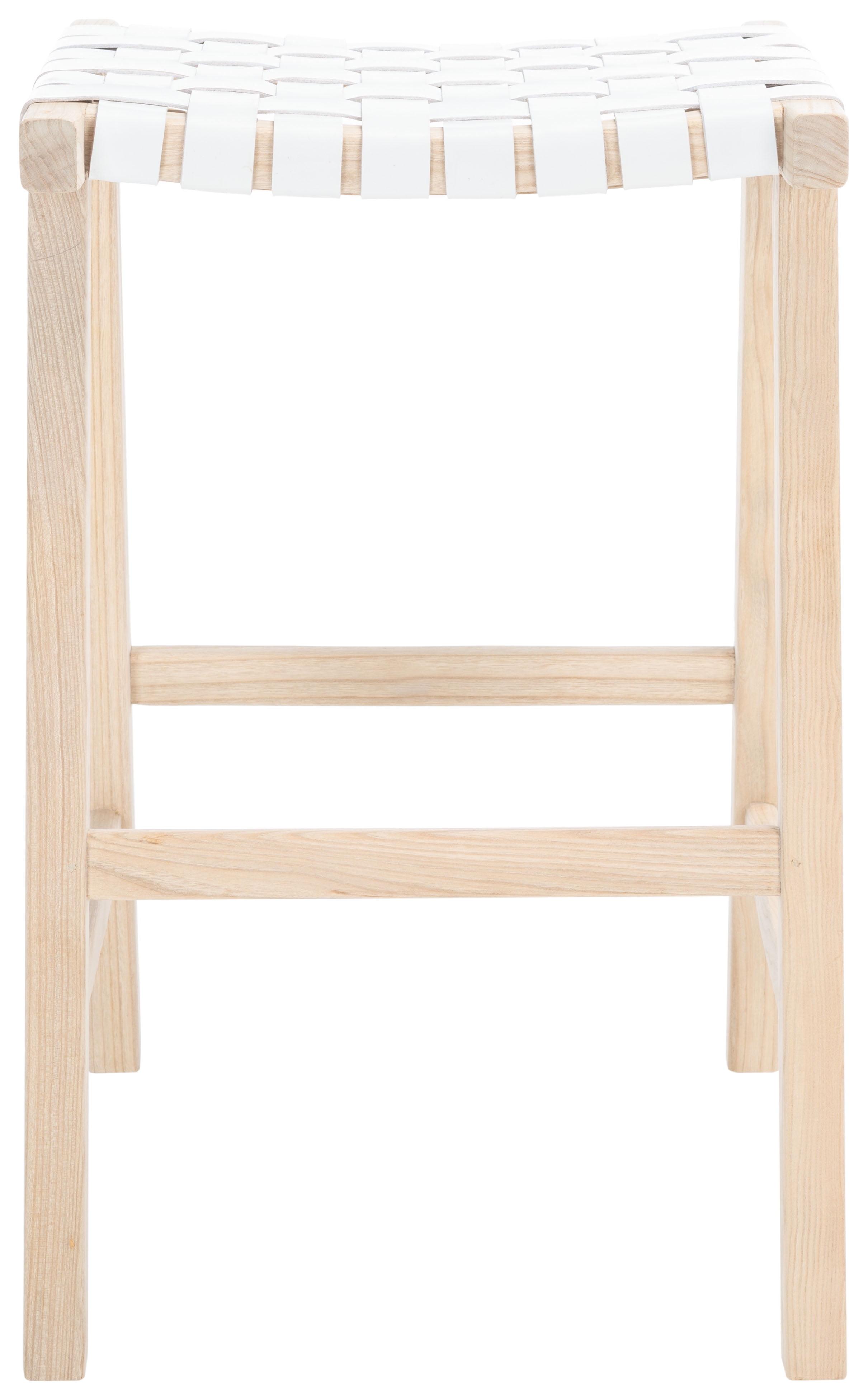 SAFAVIEH Abreu Rectangle Barstool, White/Light Natural (18.5 in. W x 20 in. D x 30 in. H)