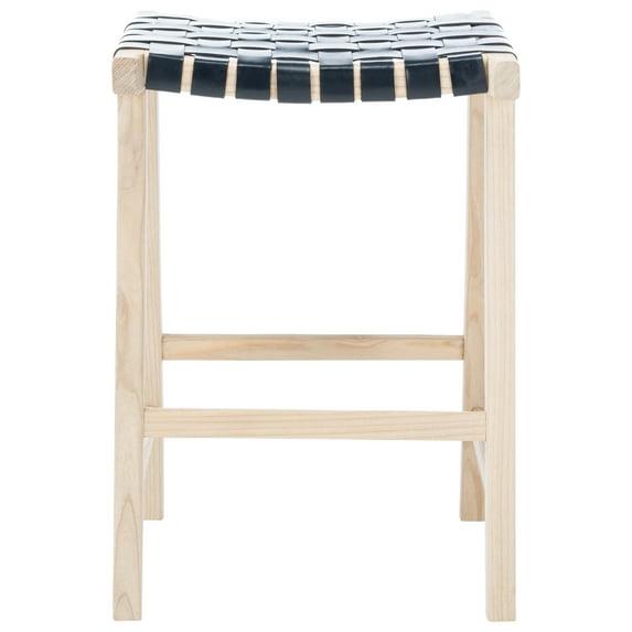 SAFAVIEH Abreu Rectangle Counter Stool, Black/Light Natural (18.5 in. W x 19 in. D x 26.8 in. H)