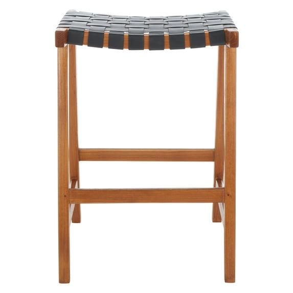 Abreu Rectangle Counter Stool - Black/Natural - Safavieh