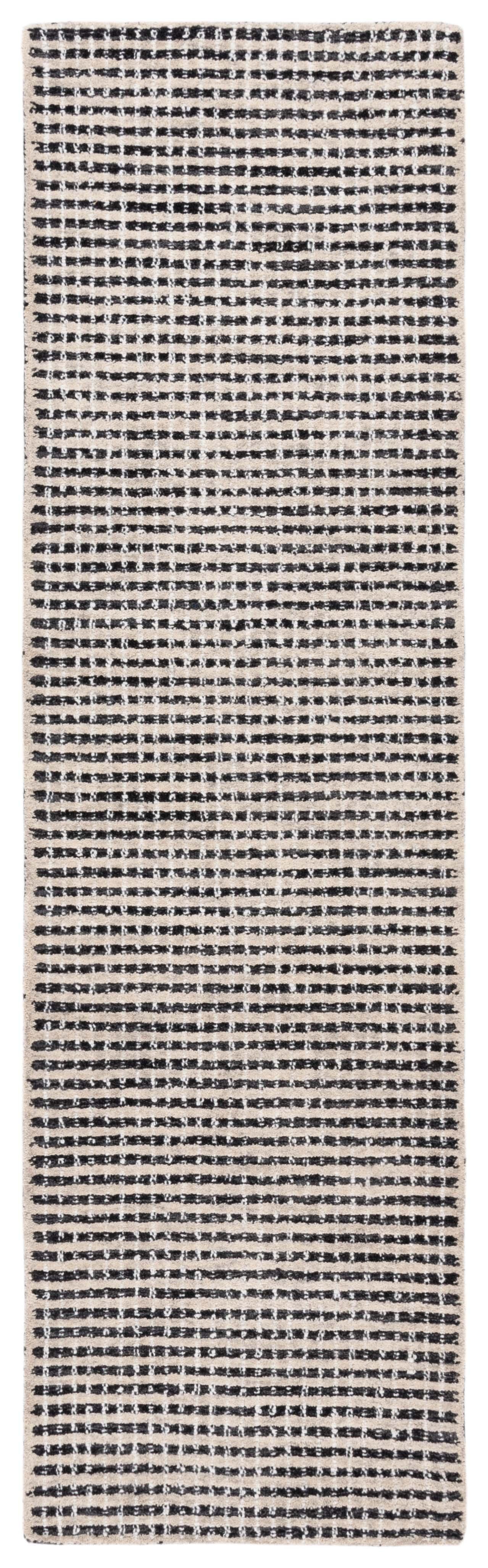 SAFAVIEH Abstract Stephanie Plaid Wool Runner Rug, Black/Ivory, 2'3" x 8'