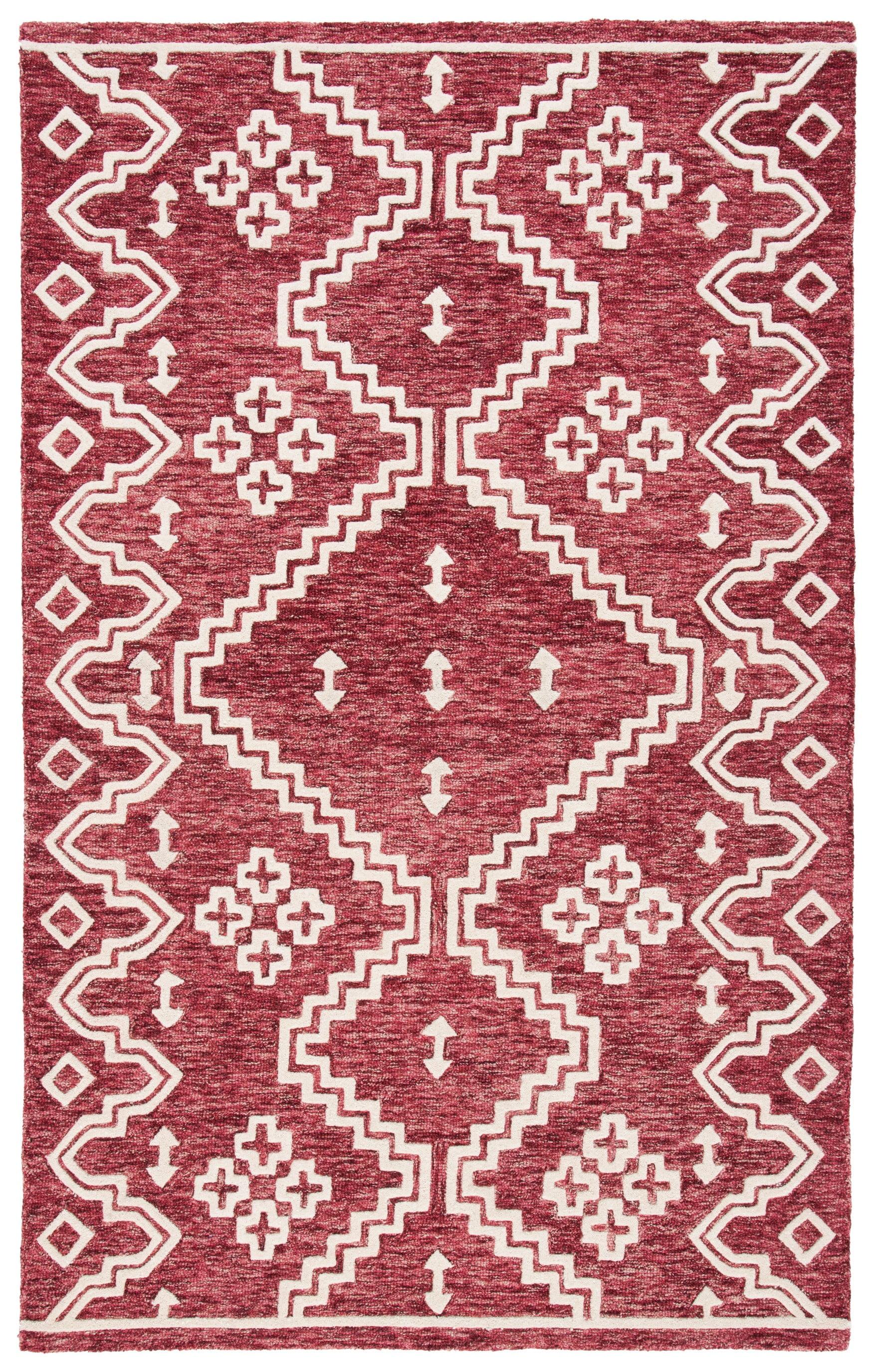 Harmony Abstract Hand-Tufted Wool Rug in Red/Ivory, 4' x 6'