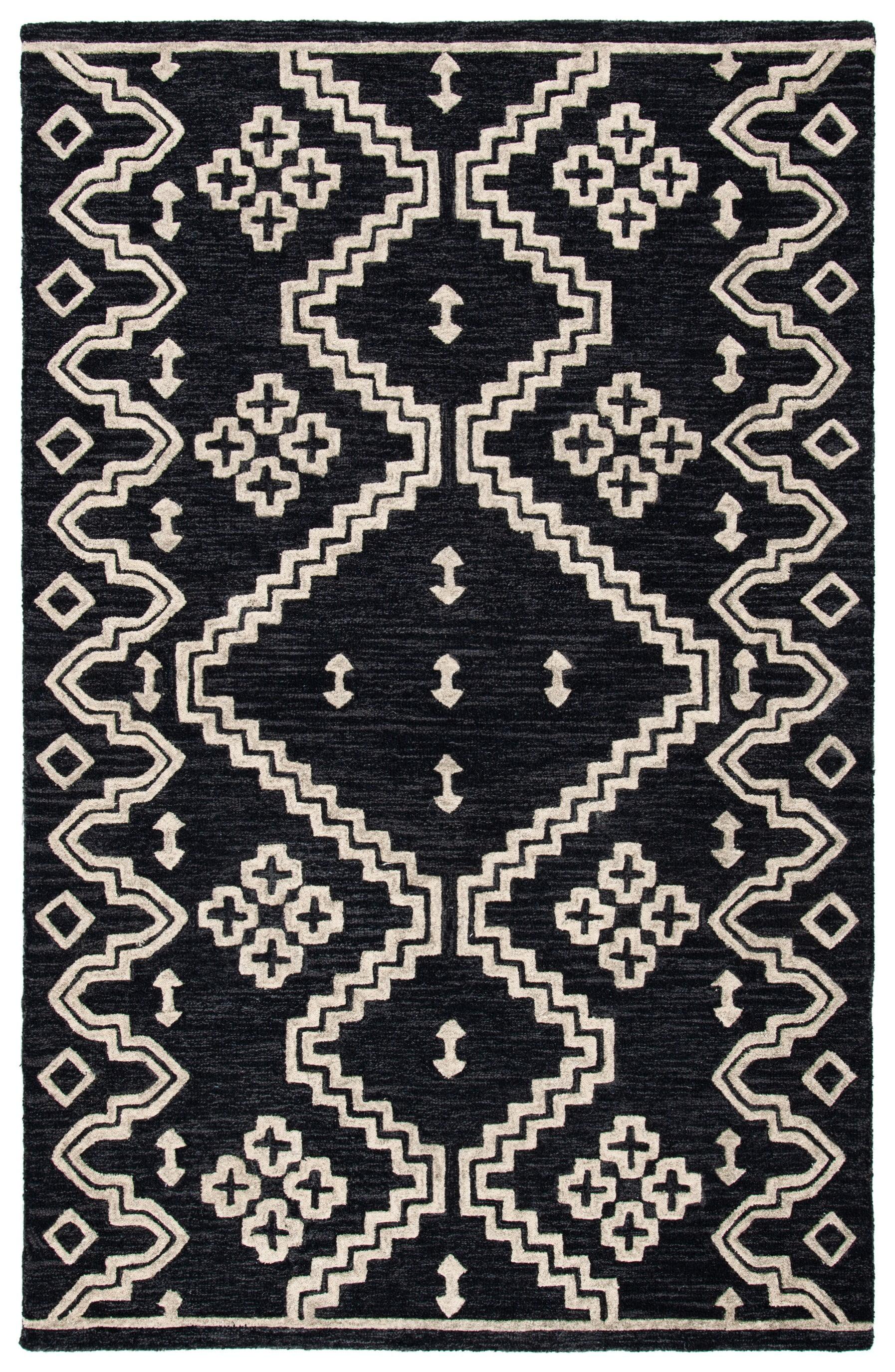 Abstract ABT852 Handmade Indoor Area Rug - Black/Ivory - 4'x6' - Safavieh