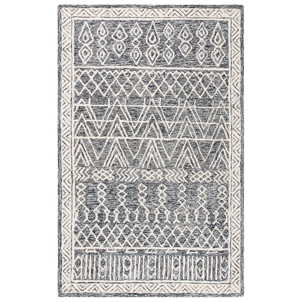 Abstract ABT558 Hand Tufted Area Rug - Ivory/Black - 6' X 6' Square - Safavieh.