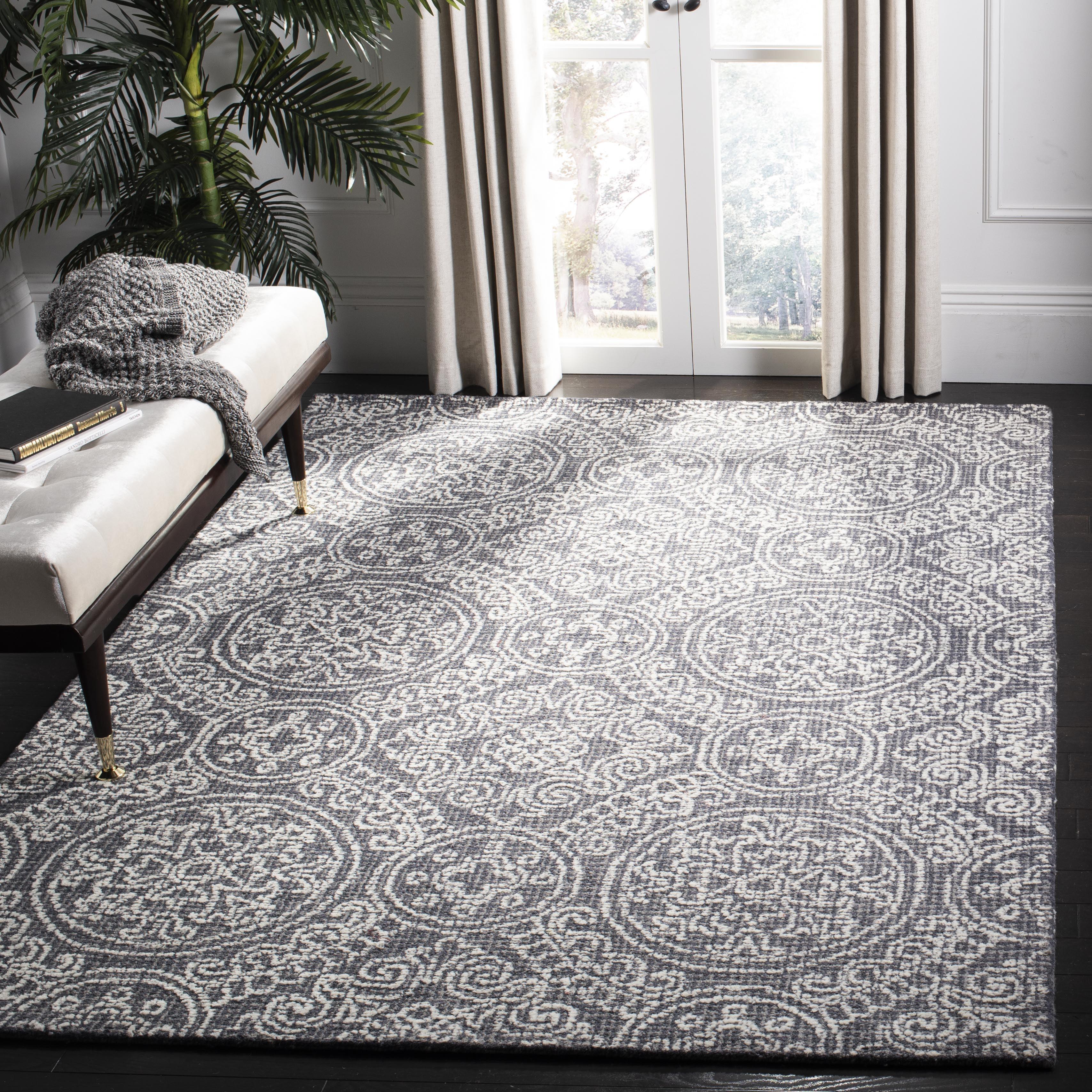 Harmonious Hues Hand-Tufted Wool Abstract 6' Square Rug in Grey