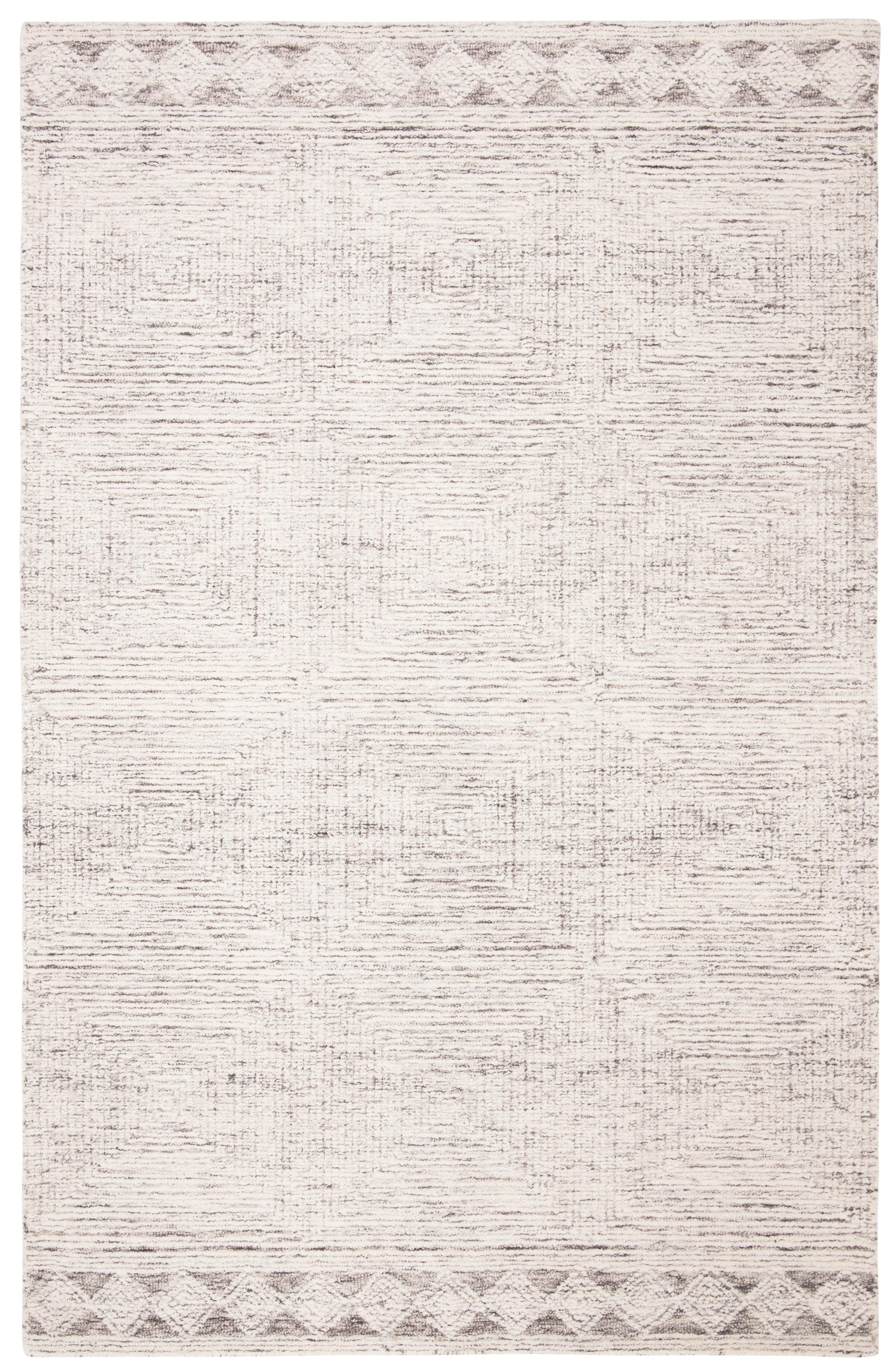 Handmade Ivory & Grey Abstract Wool Area Rug, 11' x 15'