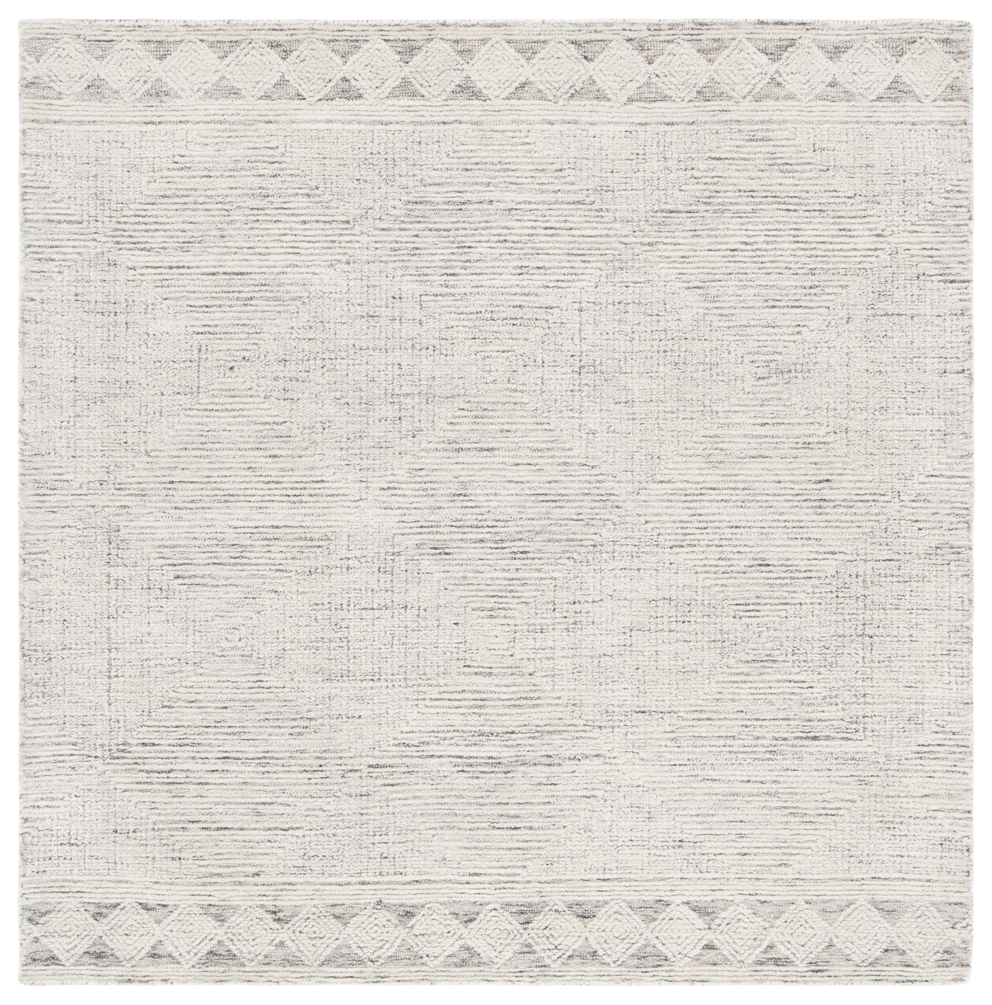 Abstract ABT349 Hand Tufted Area Rug - Ivory/Grey - 4'x4' - Safavieh .