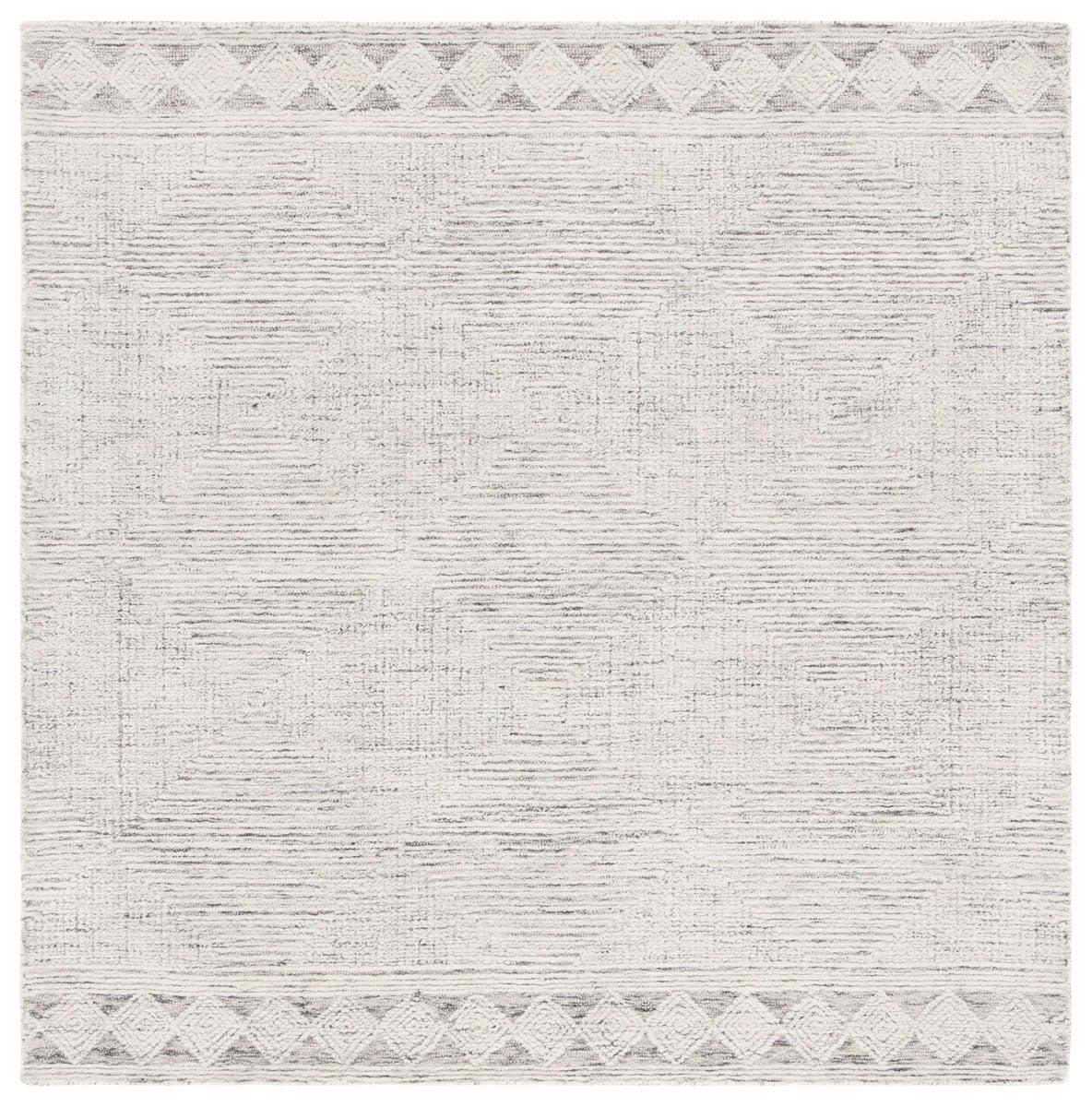 Gray Abstract Handmade Wool 6' x 6' Square Area Rug