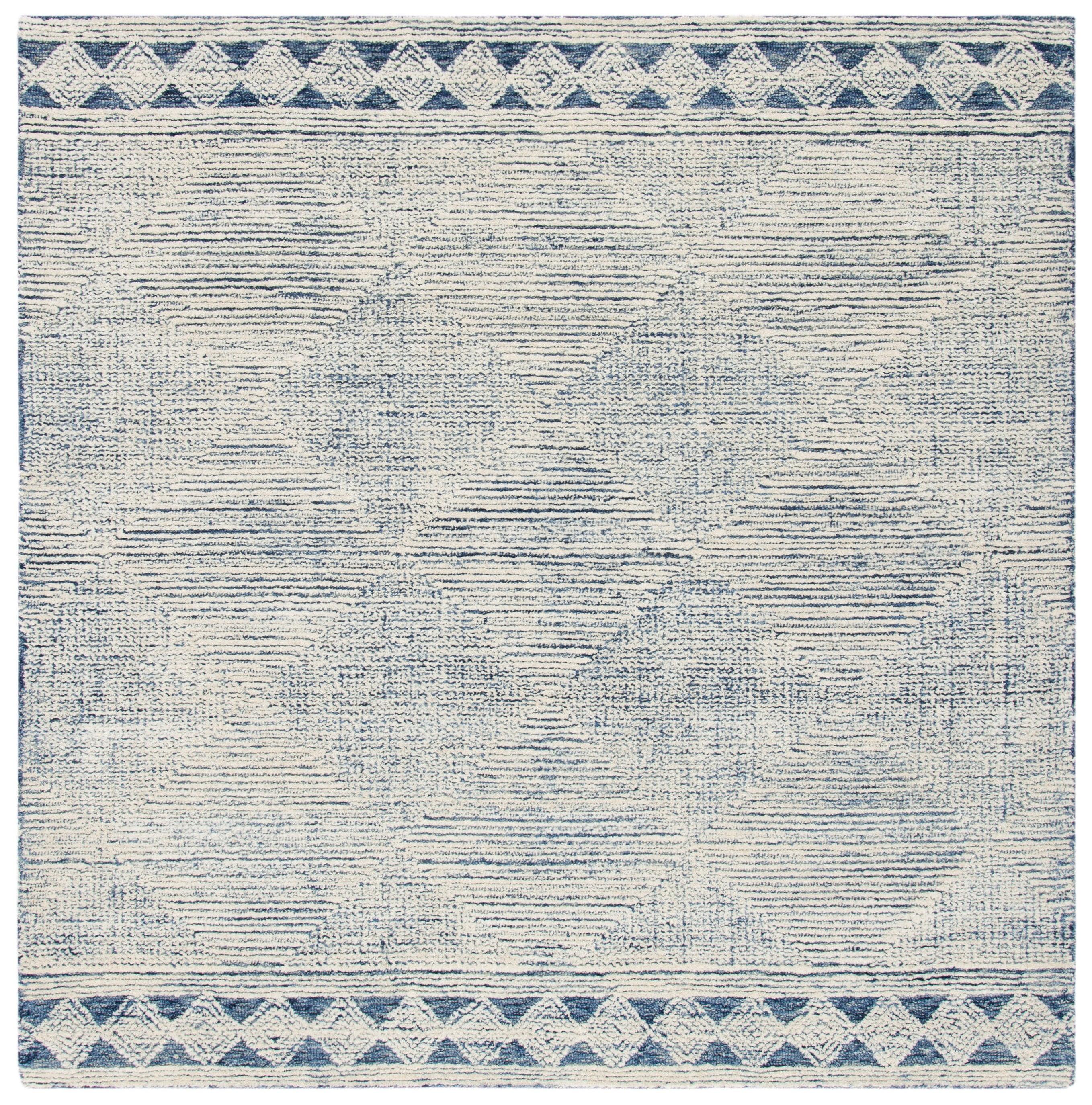 Abstract ABT349 Hand Tufted Area Rug - Ivory/Navy - 8'x8' - Safavieh .