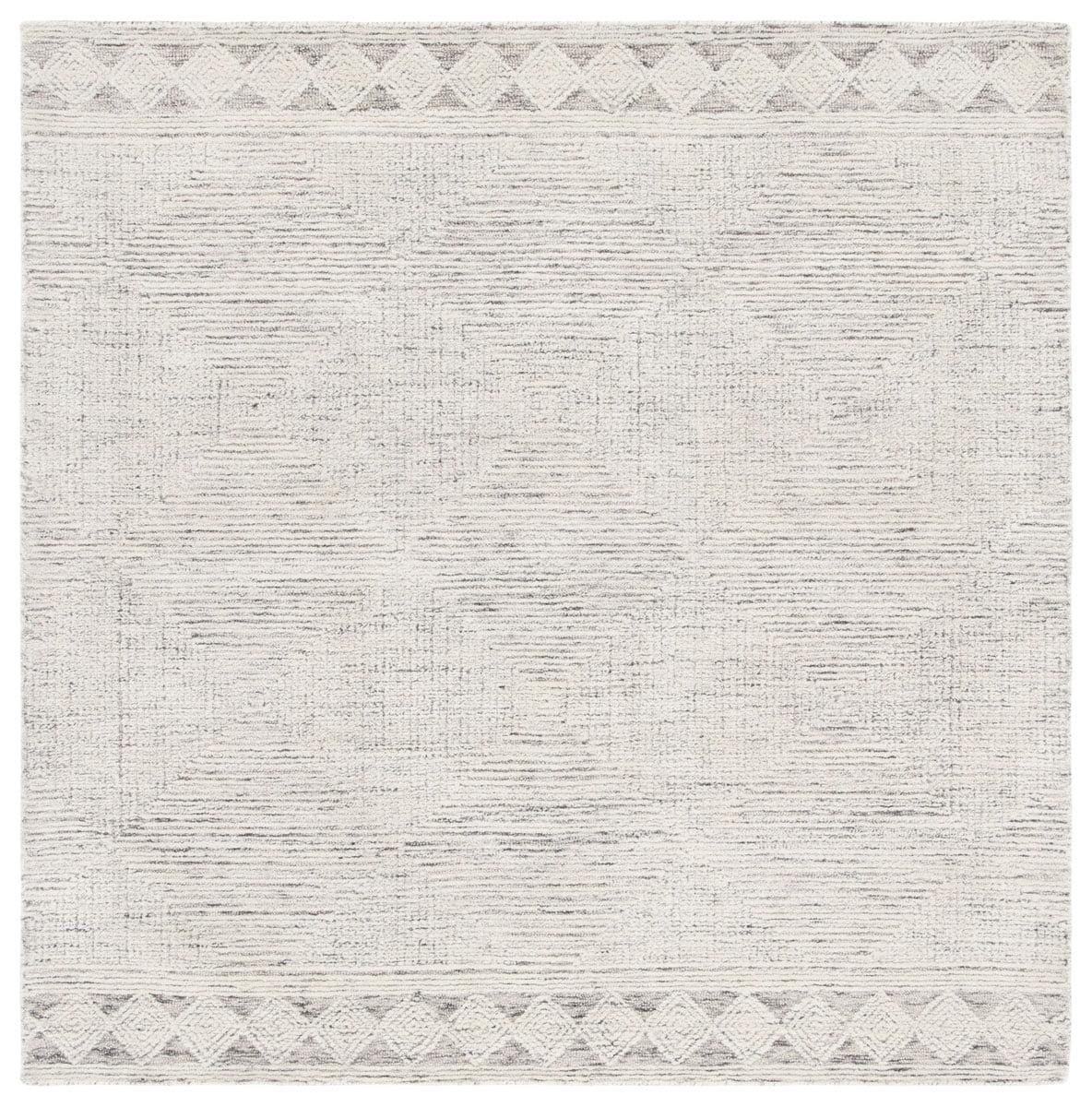 Abstract ABT349 Hand Tufted Area Rug - Ivory/Grey - 6' X 6' Square - Safavieh.