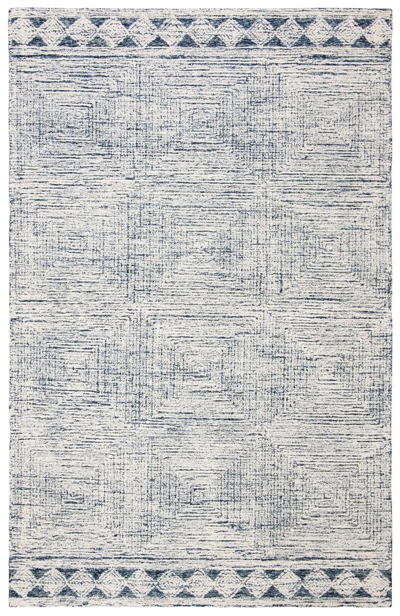 SAFAVIEH Abstract Augustine Geometric Wool Area Rug, Ivory/Navy, 10' x 14'
