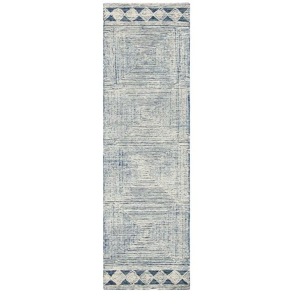 Abstract ABT349 Hand Tufted Runner Rug - Ivory/Navy - 2'3"x12' - Safavieh .
