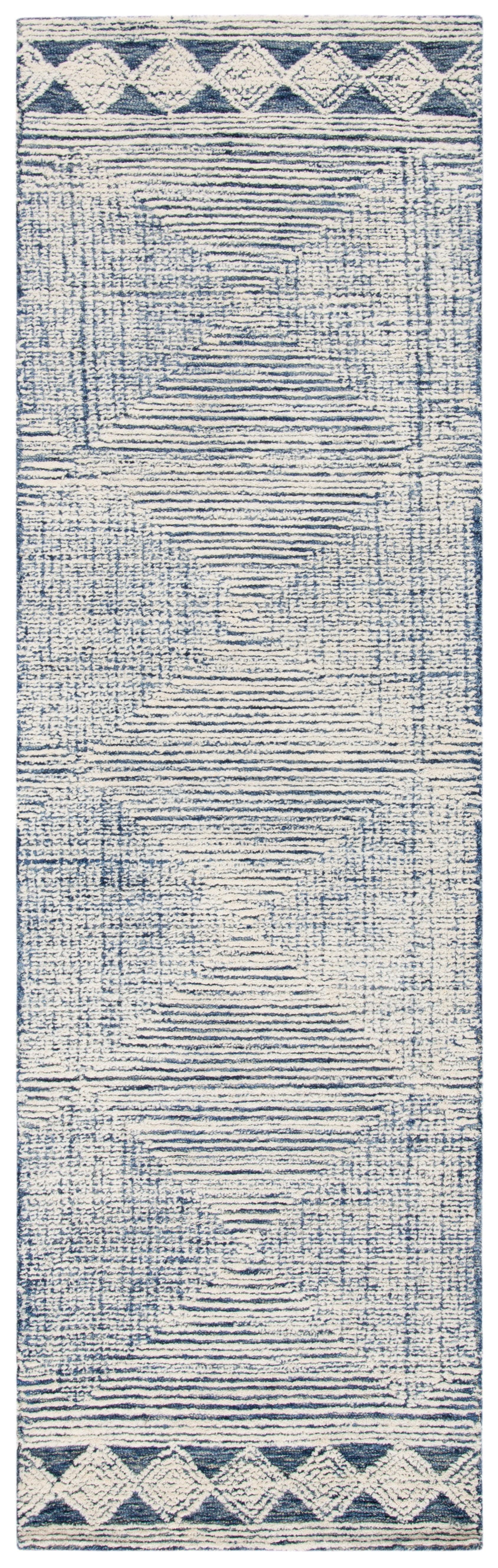 Abstract ABT349 Hand Tufted Runner Rug - Ivory/Navy - 2'3"x6' - Safavieh .