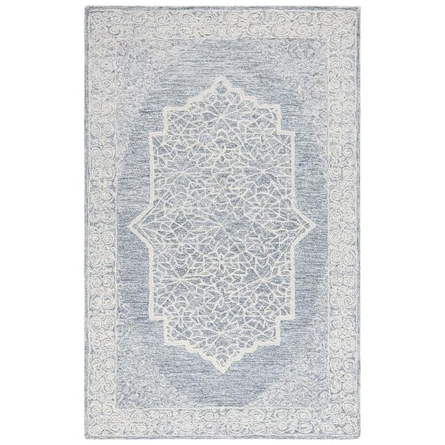 Abstract ABT352 Hand Tufted Area Rug - Ivory/Blue - 5'x8' - Safavieh.