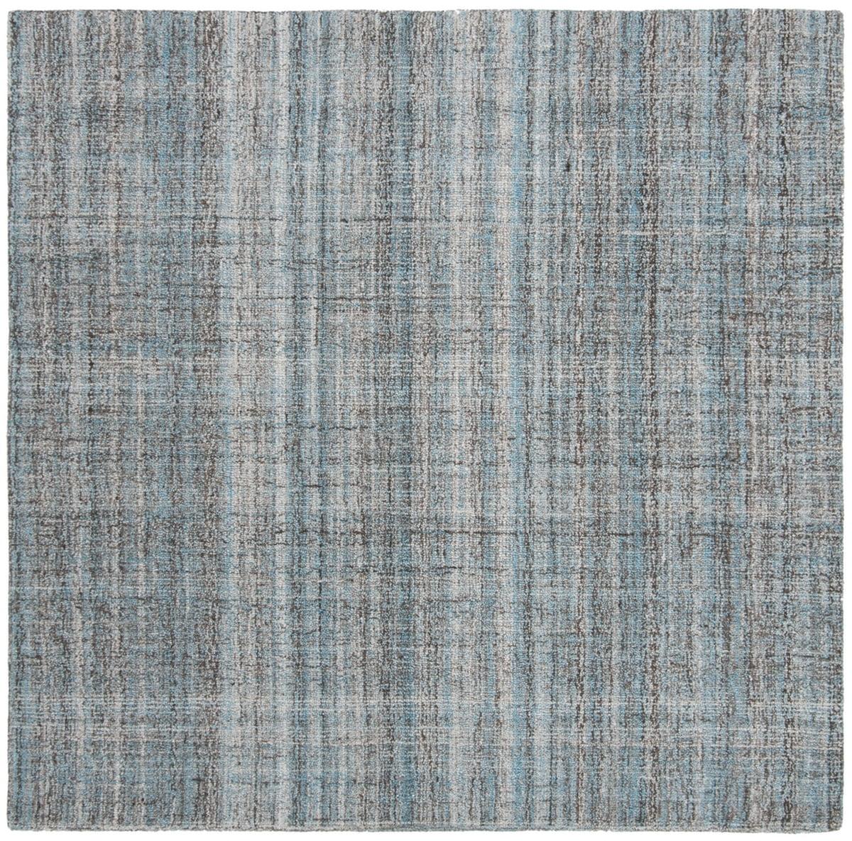 Abstract Blue Harmony 4' Square Hand-Tufted Wool Blend Rug