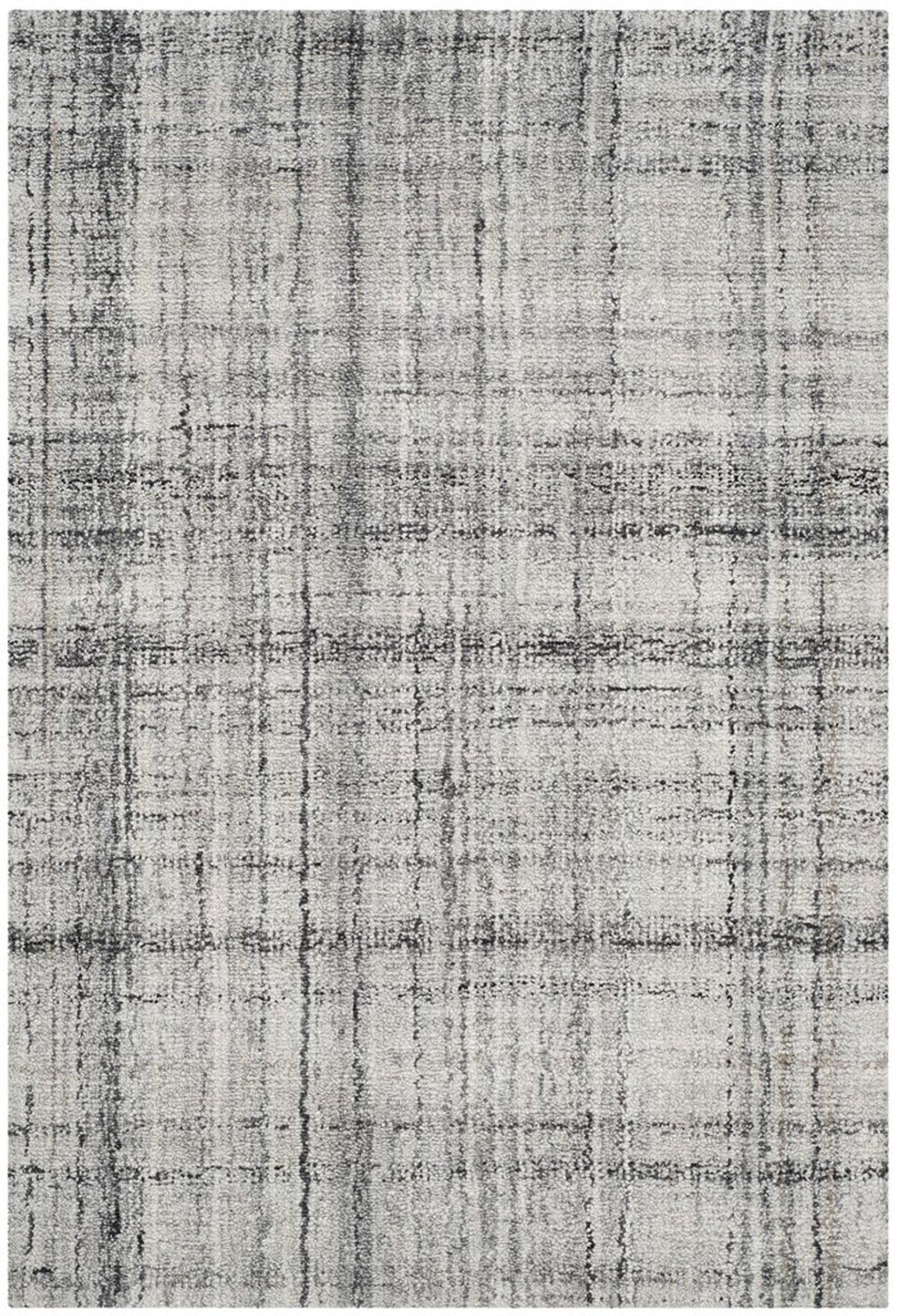 Abstract Grey and Black Hand-Tufted Wool Area Rug 2' x 3'