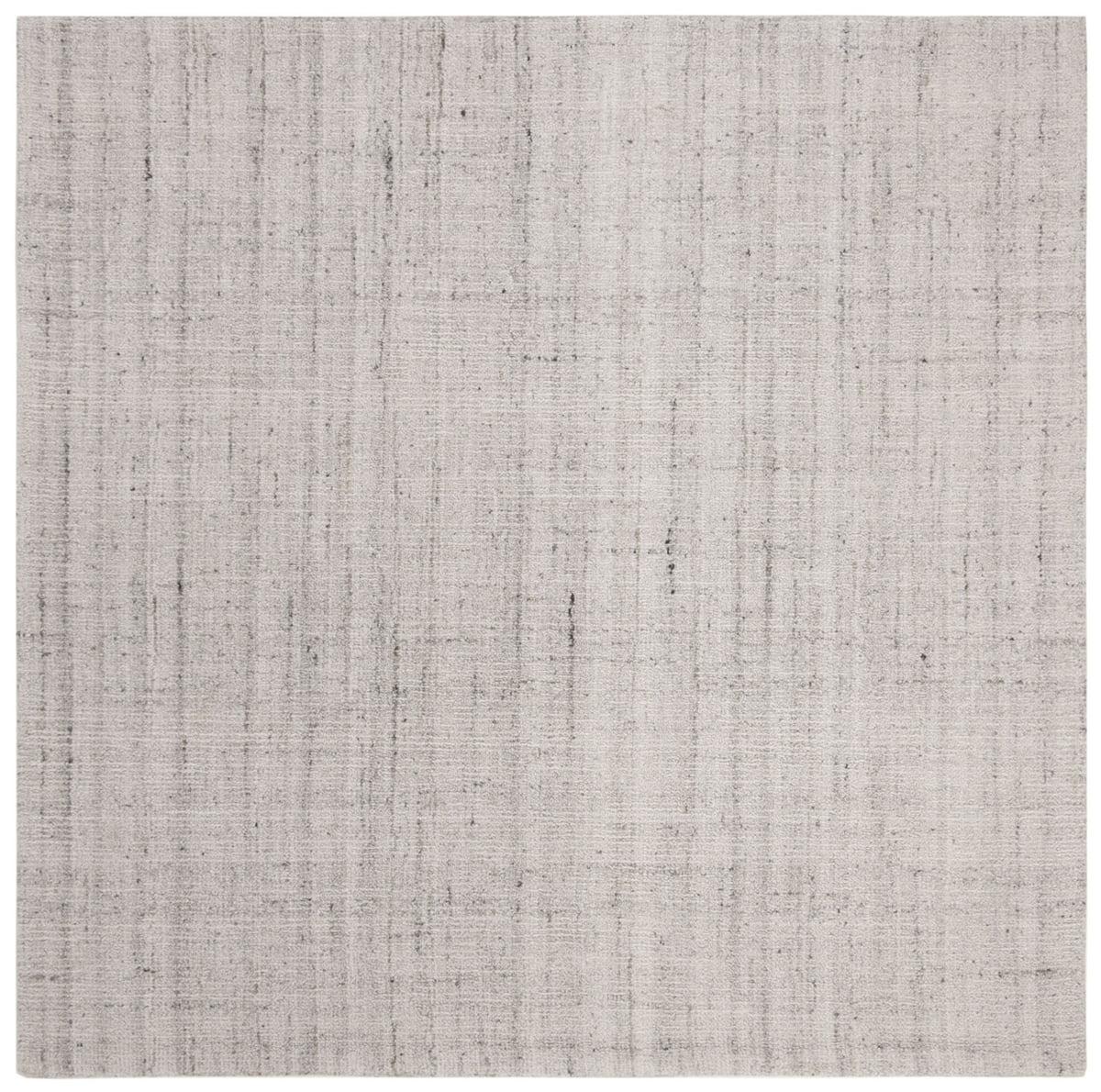 Handmade Abstract Light Grey Square Area Rug - 47" Wool & Viscose Blend