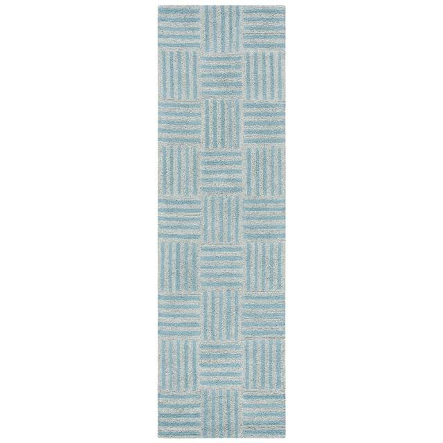 Abstract ABT602 Handmade Indoor Runner - Blue/Grey - 2'-3"x8' - Safavieh