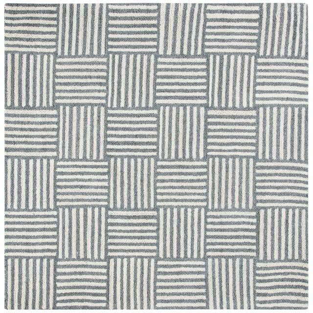 Abstract ABT602 Handmade Indoor Area Rug - Ivory/Dark Grey - 6'x6' - Safavieh