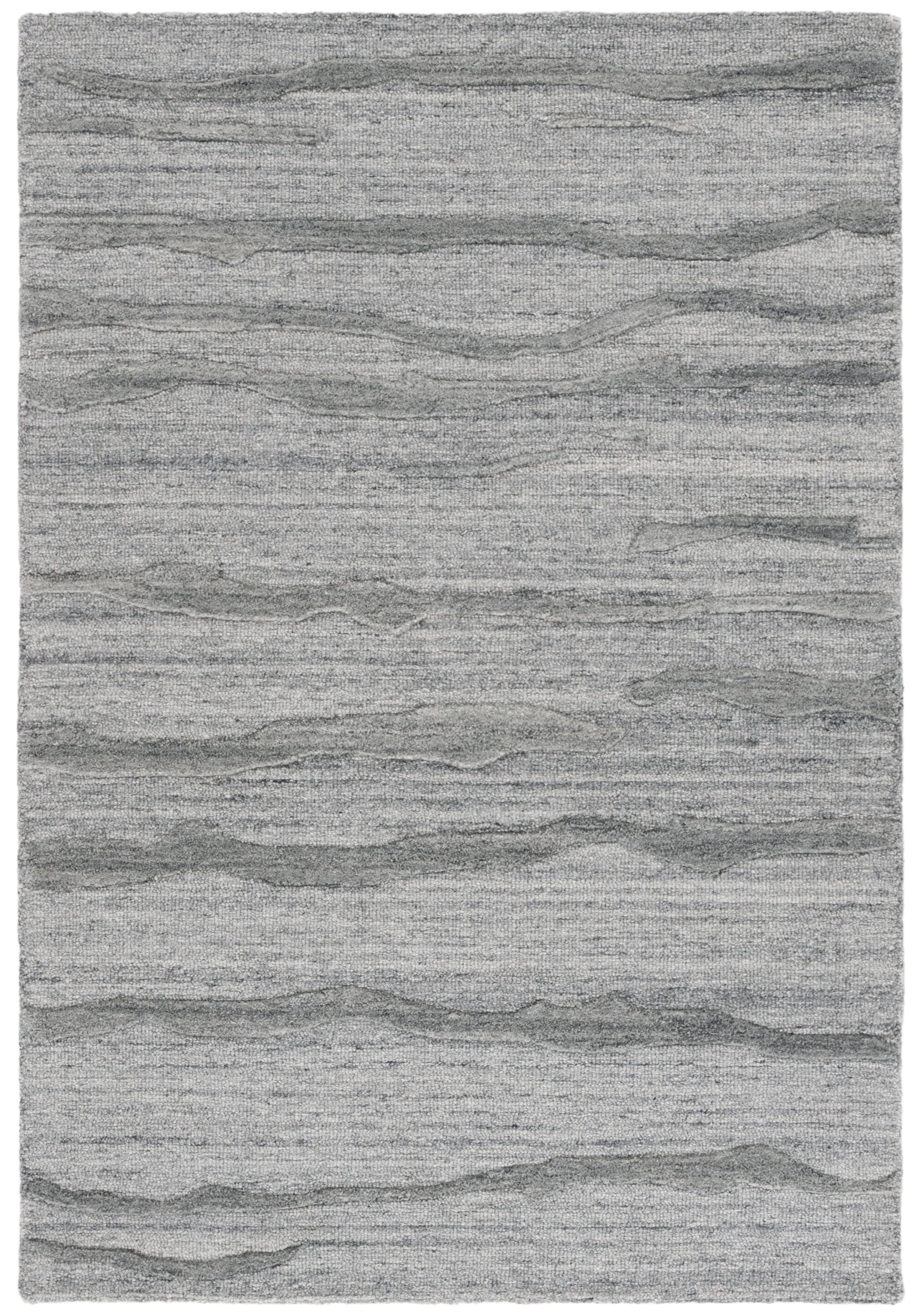 Gray Abstract Handmade Tufted Wool 4' x 6' Rug