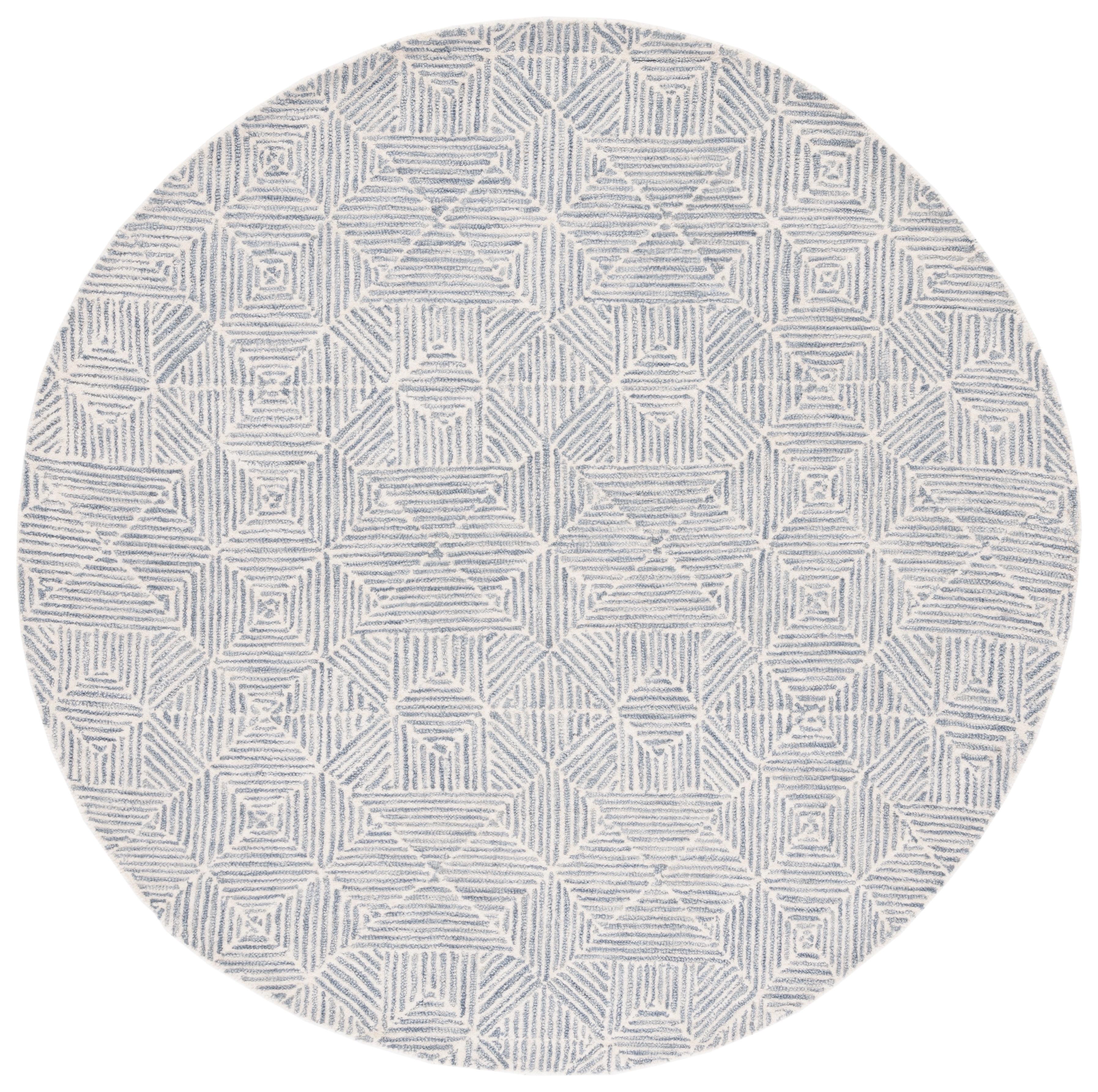 Abstract ABT763 Handmade Indoor Area Rug - Grey/Ivory - 6' Round - Safavieh