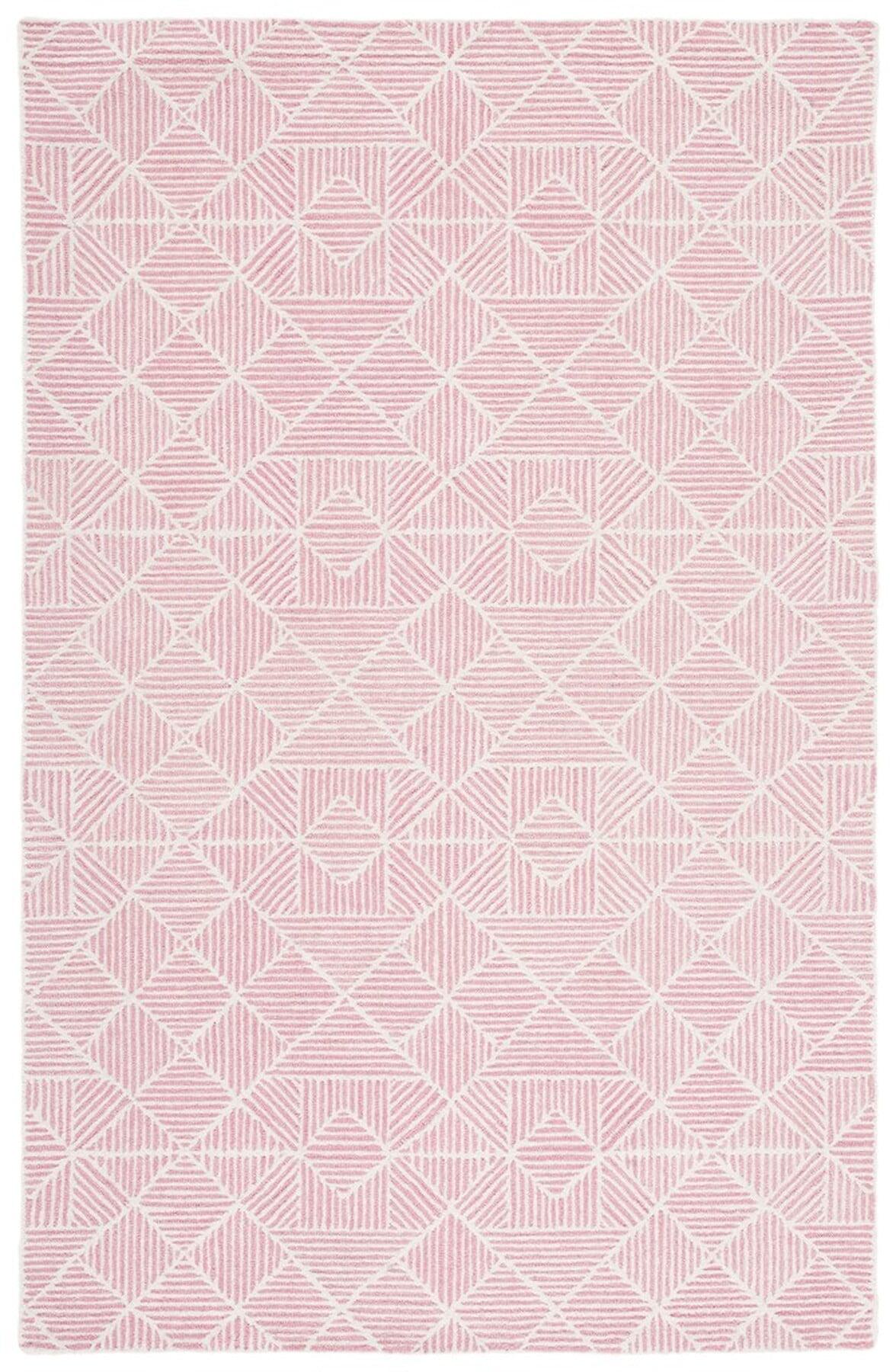 SAFAVIEH Abstract Brock Geometric Wool Area Rug, Pink/Ivory, 3' x 5'