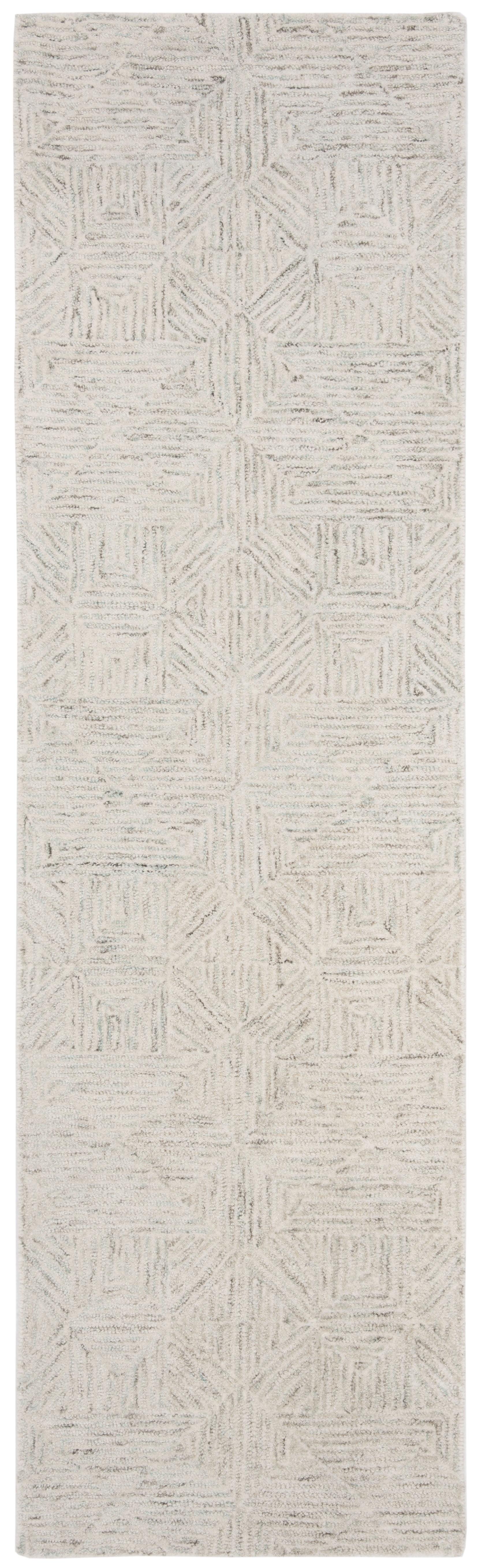 Elysian Light Blue Hand-Tufted Wool Abstract Runner Rug, 2'3" x 6'