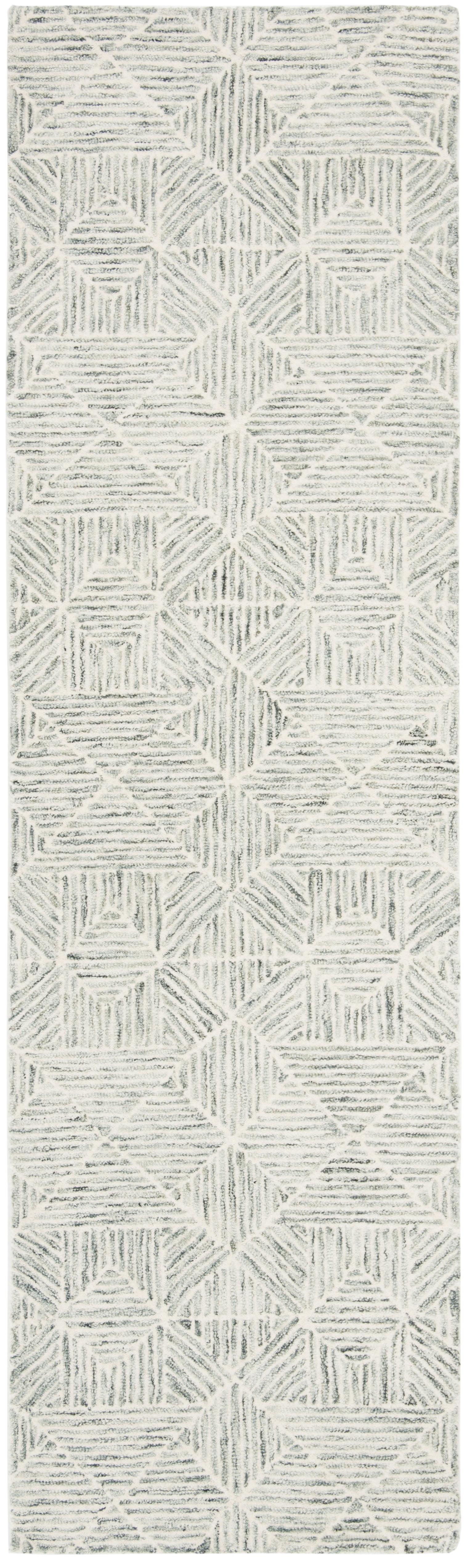 SAFAVIEH Abstract Brock Geometric Runner Rug, Green/Ivory, 2'3" x 12'