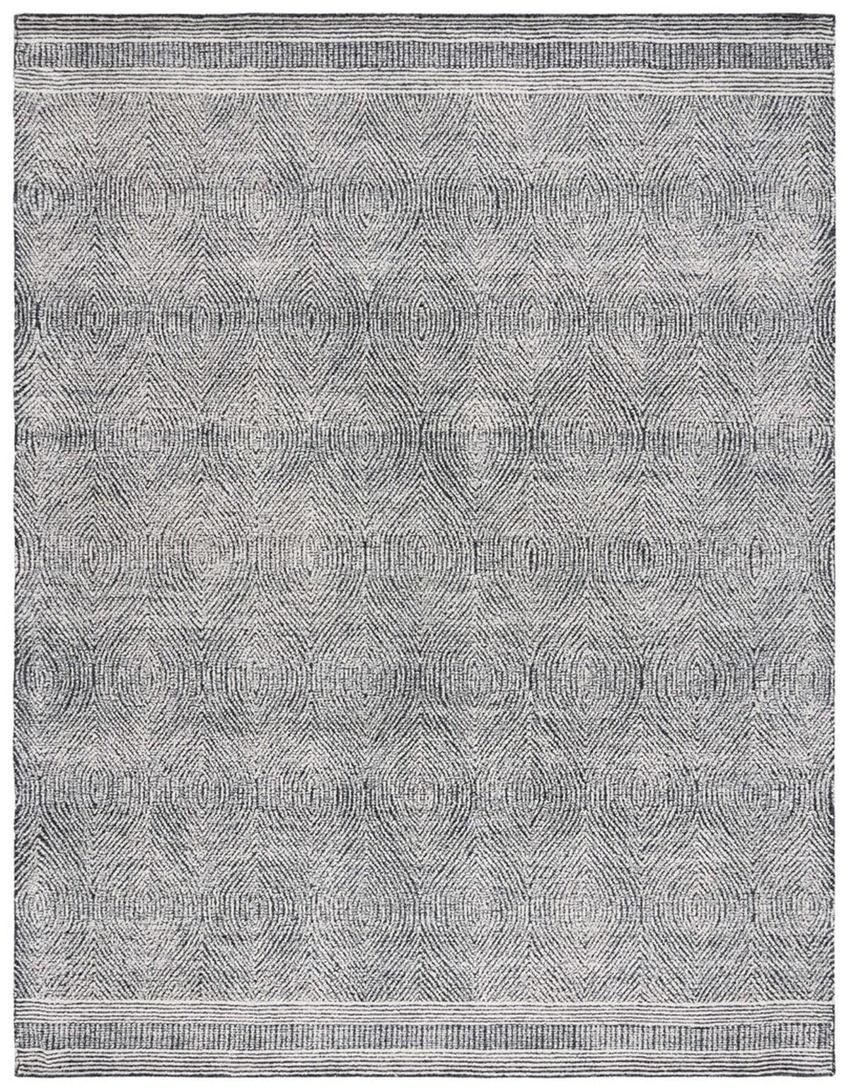 SAFAVIEH Abstract Caelestinus Ogee Wool Area Rug, Ivory/Charcoal, 10' x 14'