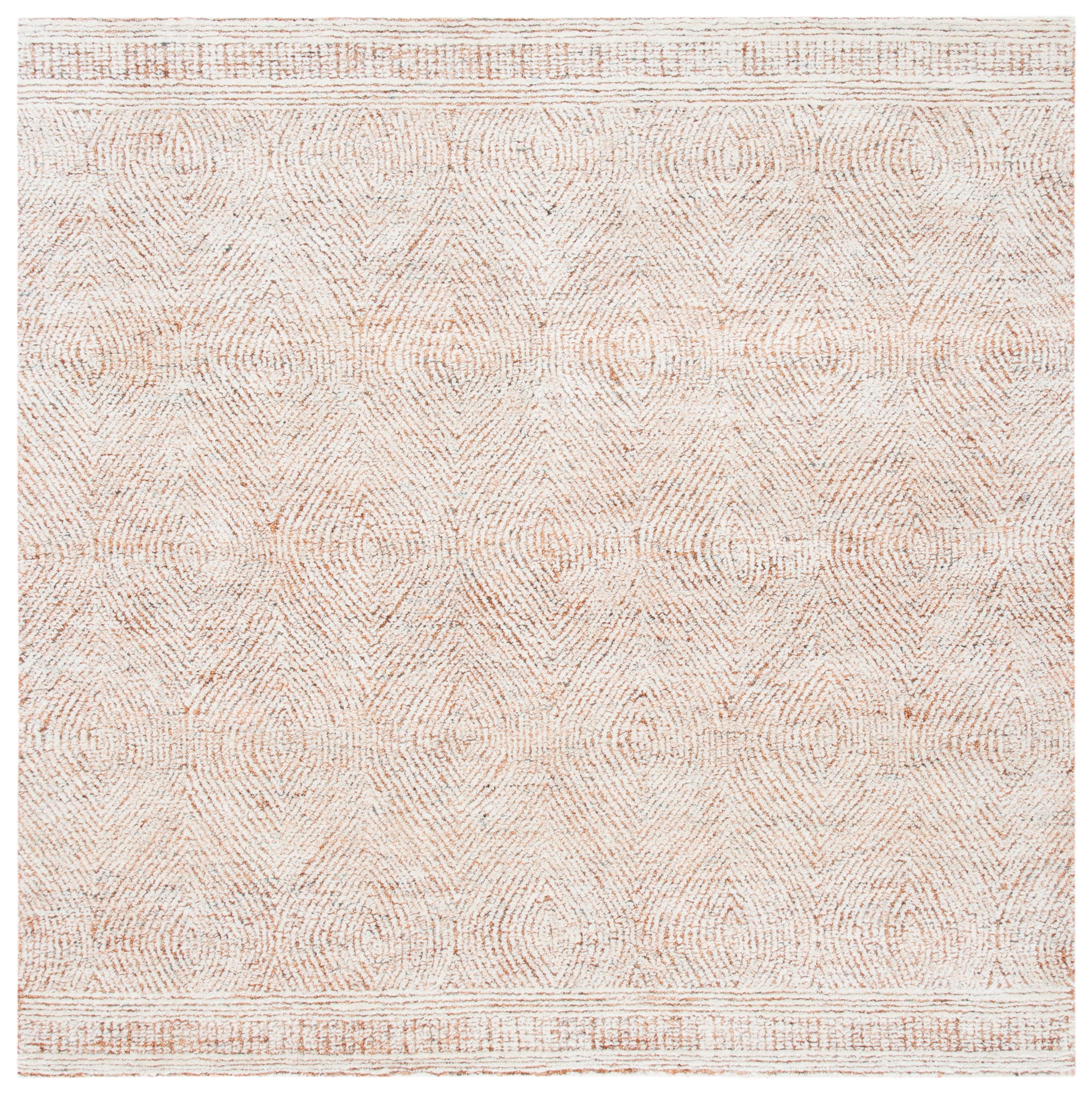 SAFAVIEH Abstract Caelestinus Ogee Wool Area Rug, Ivory/Rust, 10' x 10' Square