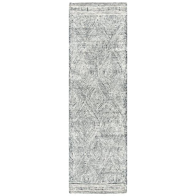 Abstract ABT340 Handmade Indoor Runner - Ivory/Charcoal - 2'-3"x18' - Safavieh