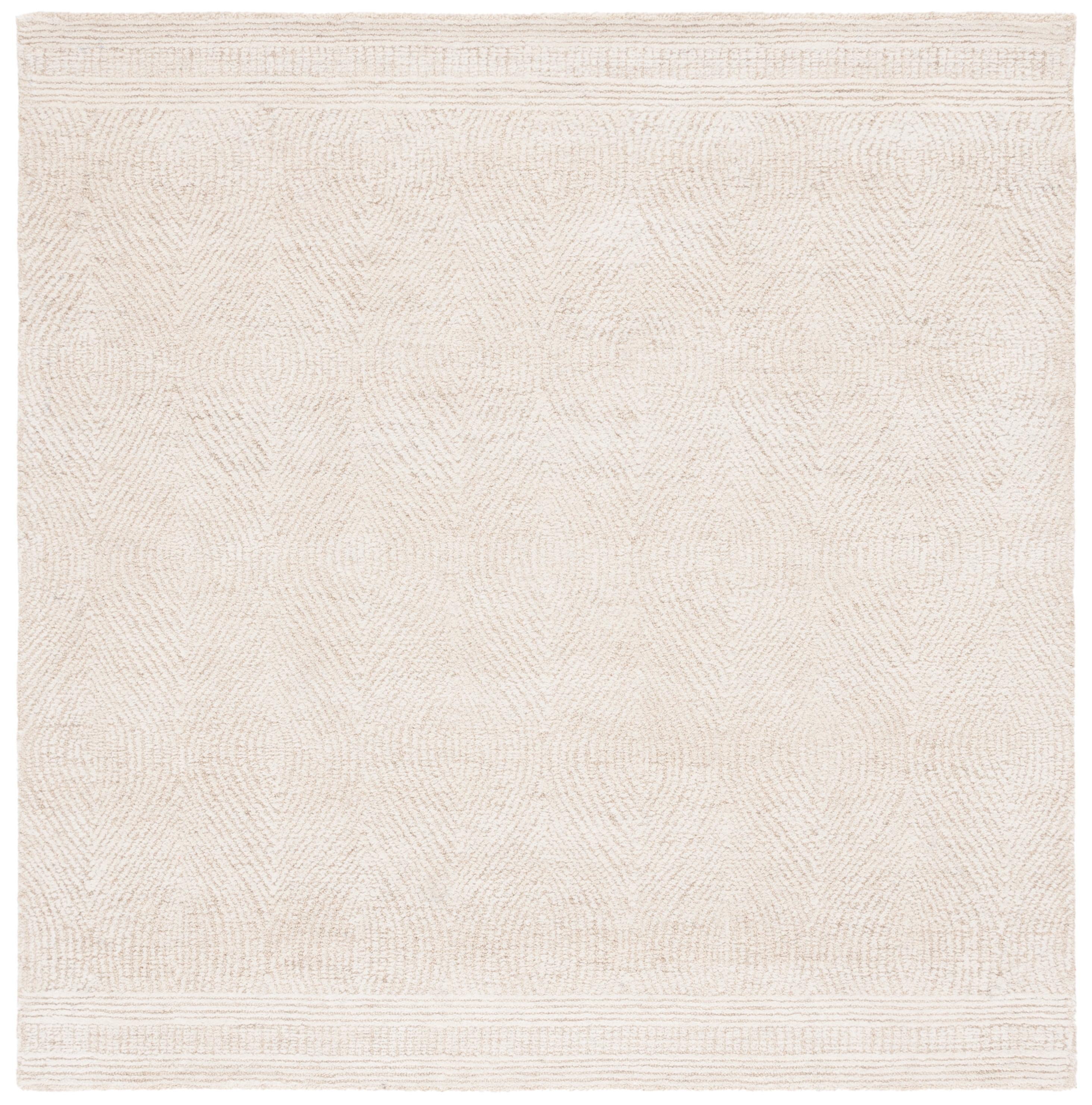 SAFAVIEH Abstract Caelestinus Ogee Wool Area Rug, Ivory/Beige, 6' x 6' Square