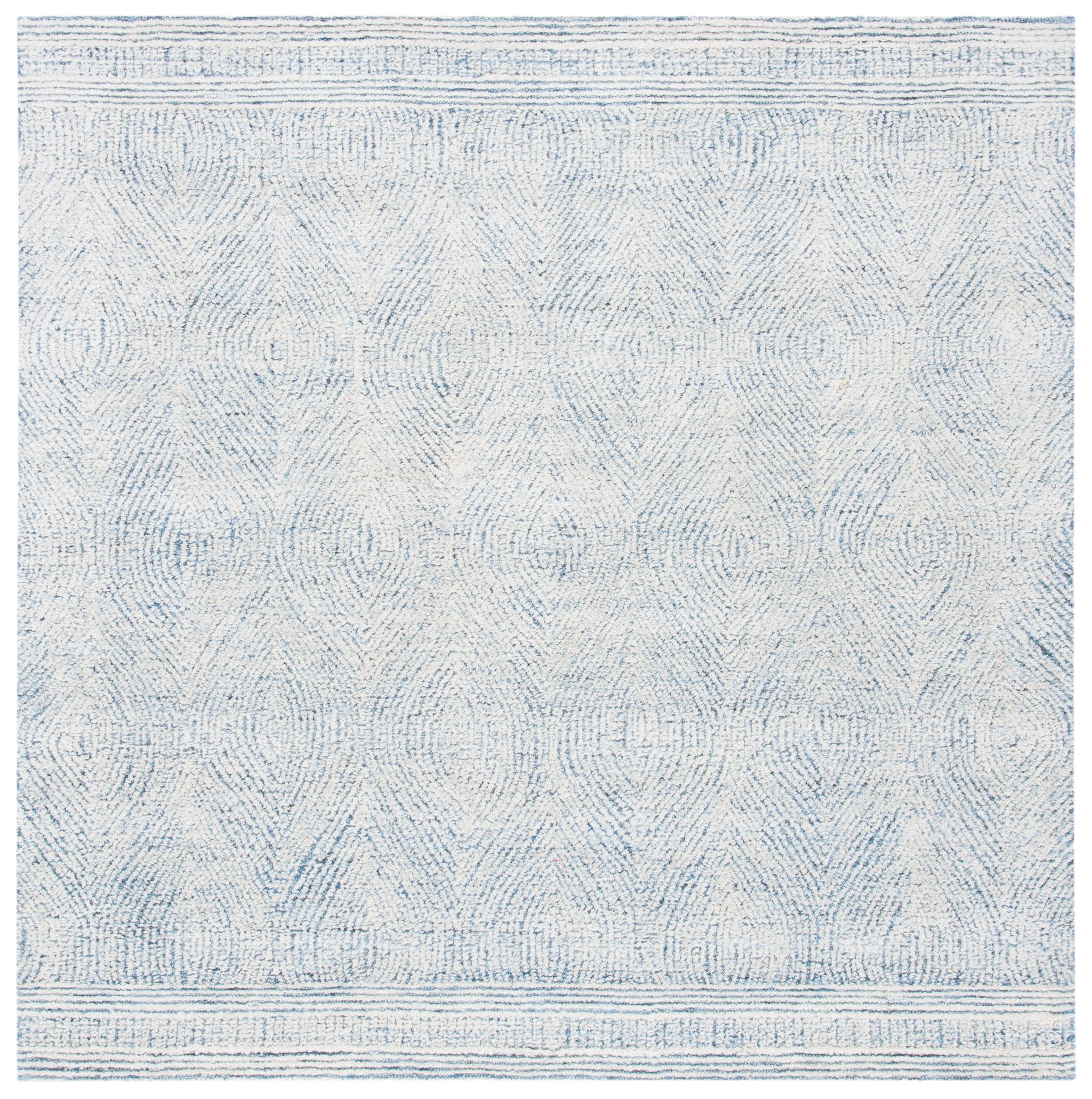 Abstract ABT340 Handmade Indoor Area Rug - Ivory/Blue - 4'x4' - Safavieh