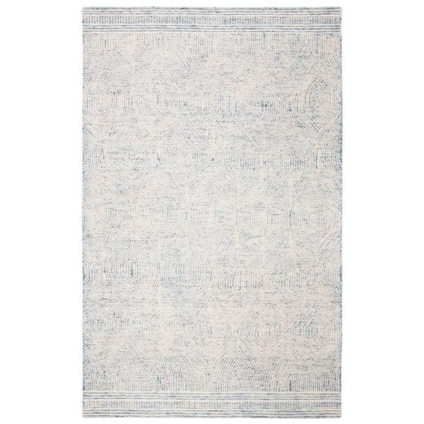 Abstract ABT340 Handmade Indoor Area Rug - Ivory/Blue - 6'x6' - Safavieh
