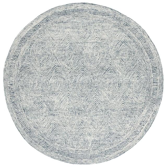 SAFAVIEH Abstract Caelestinus Ogee Wool Area Rug, Ivory/Navy, 6' x 6' Round