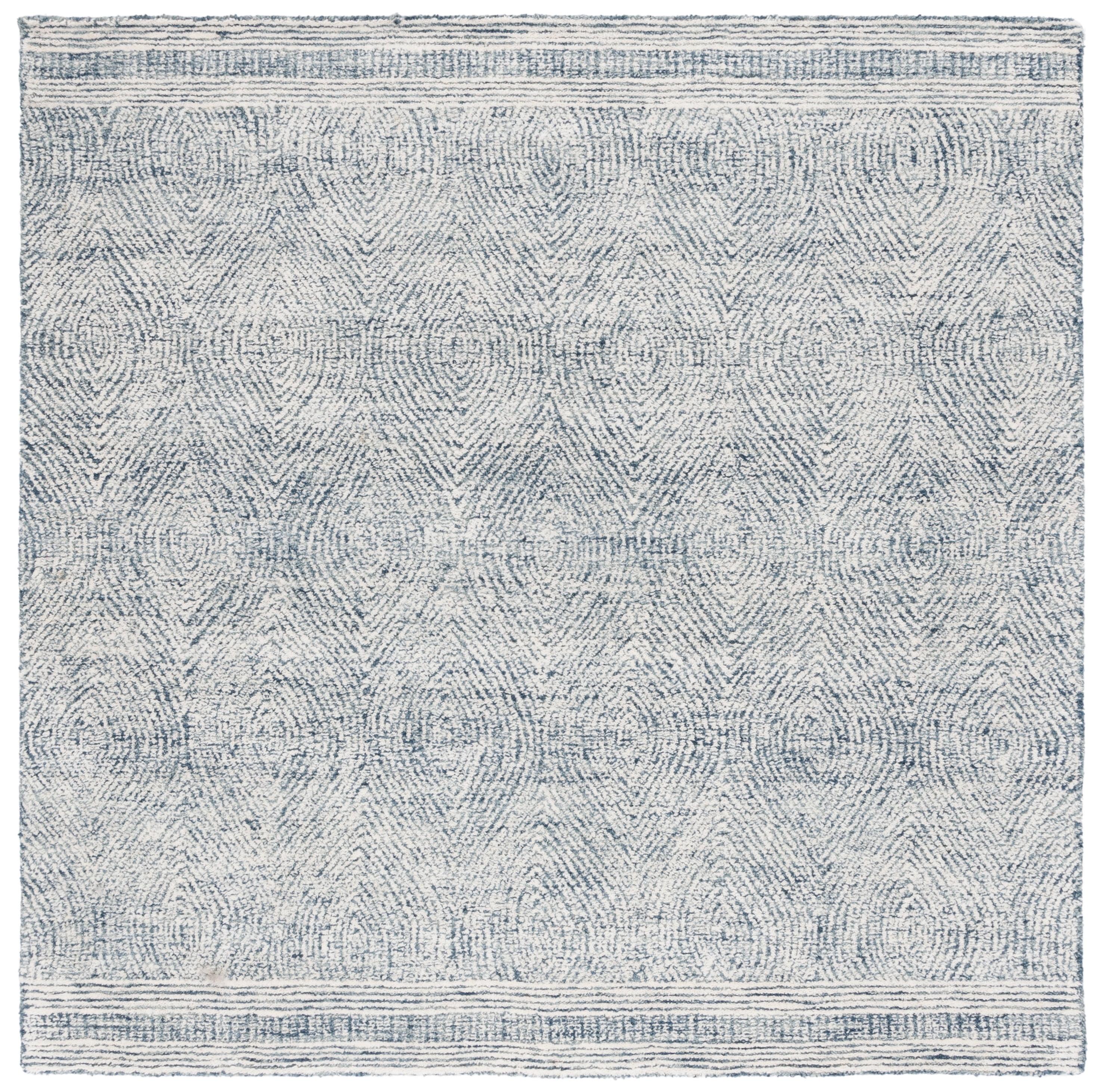 SAFAVIEH Abstract Caelestinus Ogee Wool Area Rug, Ivory/Navy, 6' x 6' Square