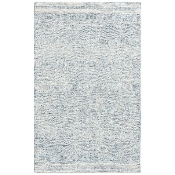 SAFAVIEH Abstract Caelestinus Ogee Wool Area Rug, Ivory/Navy, 6' x 9'