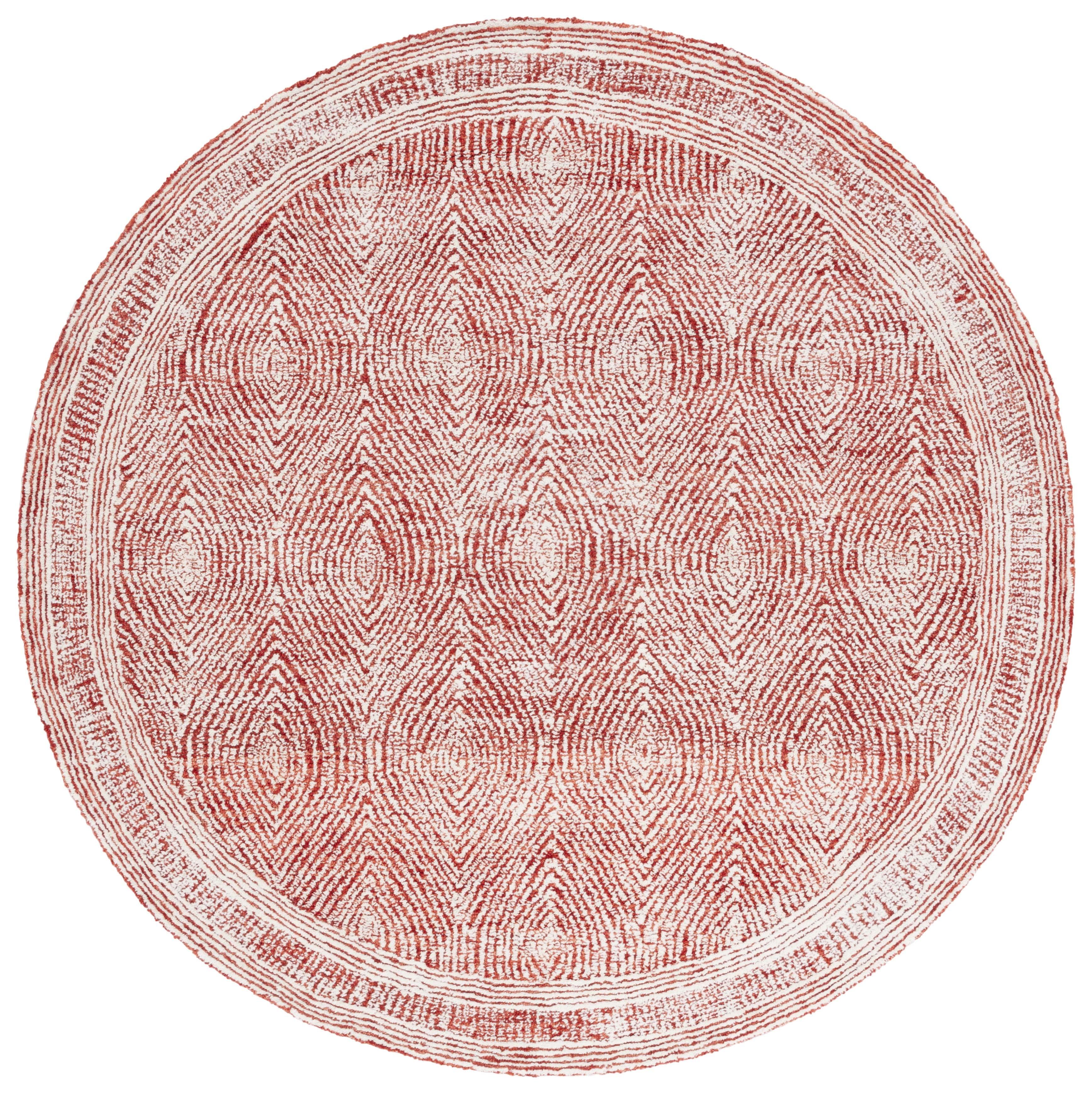 SAFAVIEH Abstract Caelestinus Ogee Wool Area Rug, Ivory/Red, 6' x 6' Round