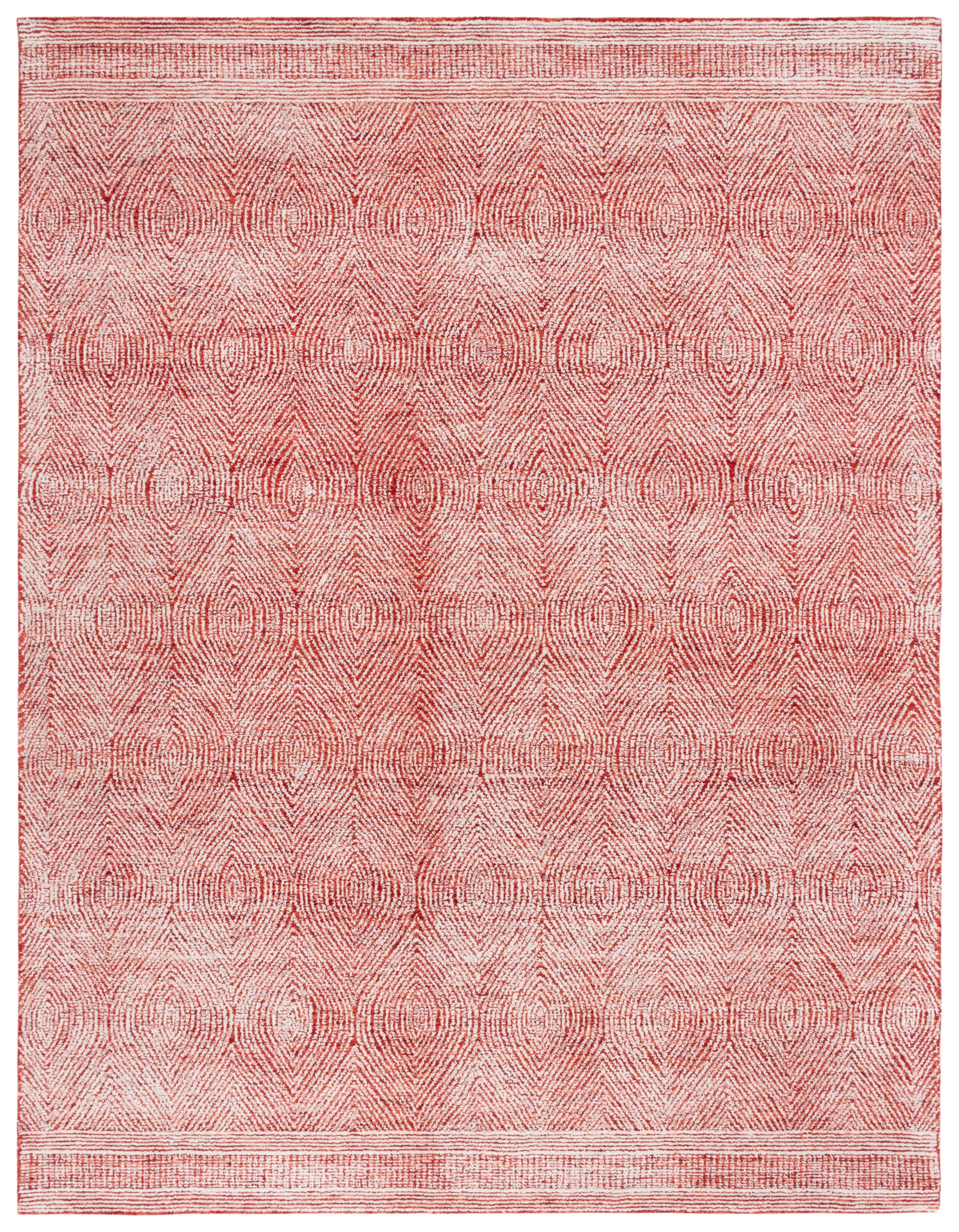 SAFAVIEH Abstract Caelestinus Ogee Wool Area Rug, Ivory/Red, 8' x 10'