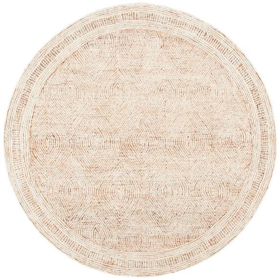 Abstract ABT340 Handmade Indoor Area Rug - Ivory/Rust - 4' Round - Safavieh