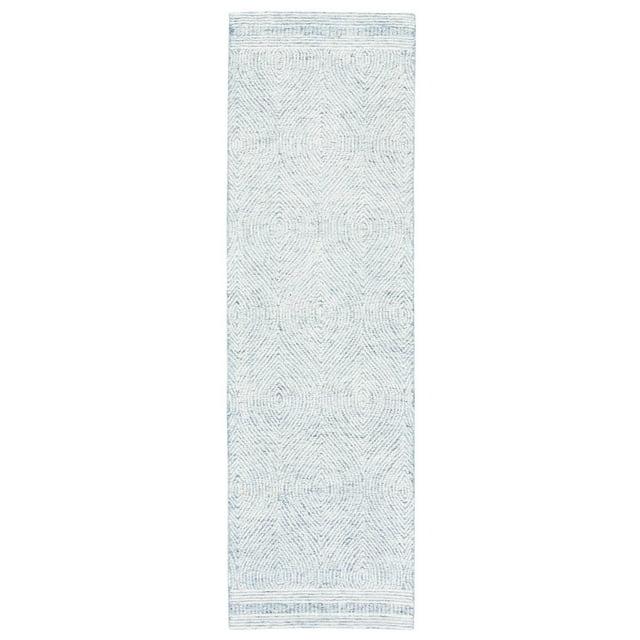 Abstract ABT340 Handmade Indoor Runner - Ivory/Blue - 2'-3"x12' - Safavieh