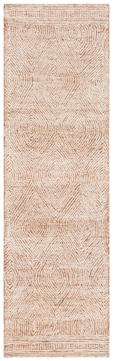 Abstract ABT340 Handmade Indoor Runner - Ivory/Rust - 2'-3"x12' - Safavieh