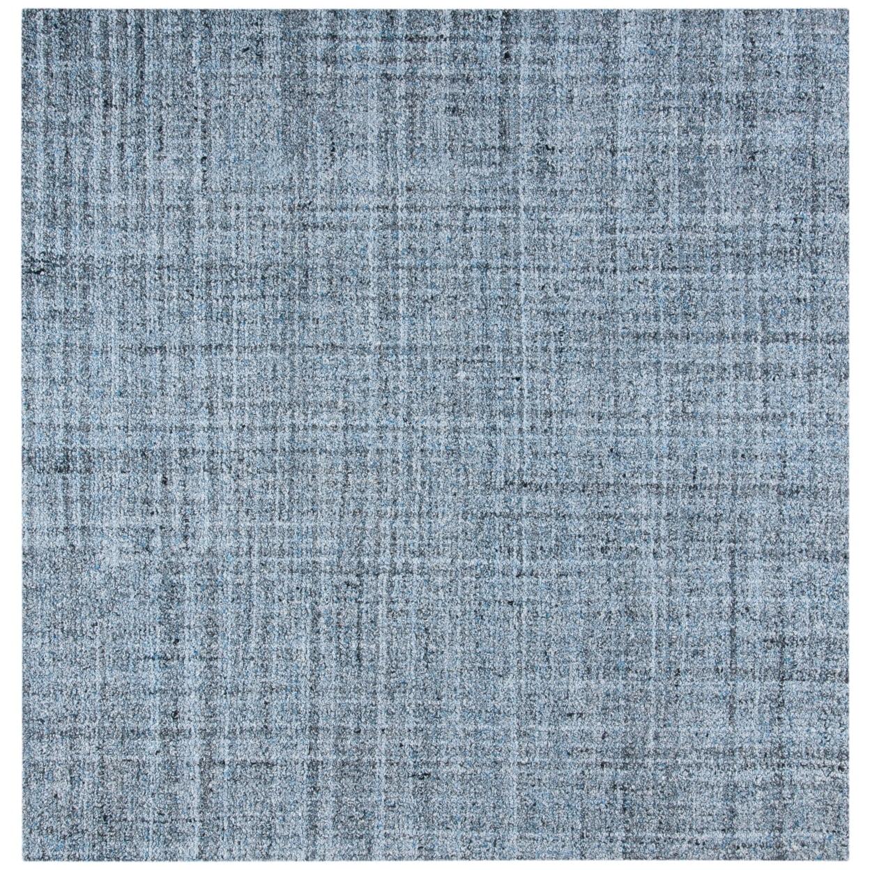 Elysian Abstract Blue & Black Hand-Tufted Wool Blend 6' x 6' Square Rug