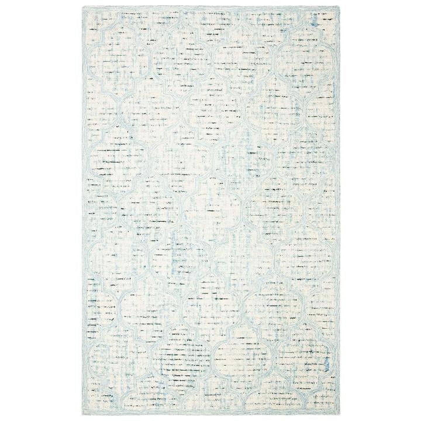 Abstract ABT474 Handmade Indoor Runner - Ivory/Turquoise - 2'-3"x8' - Safavieh