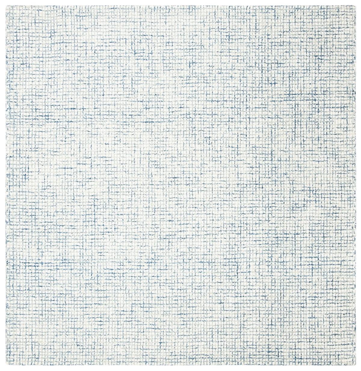 Handmade Abstract Blue Wool Square Tufted Rug - 4' x 4'