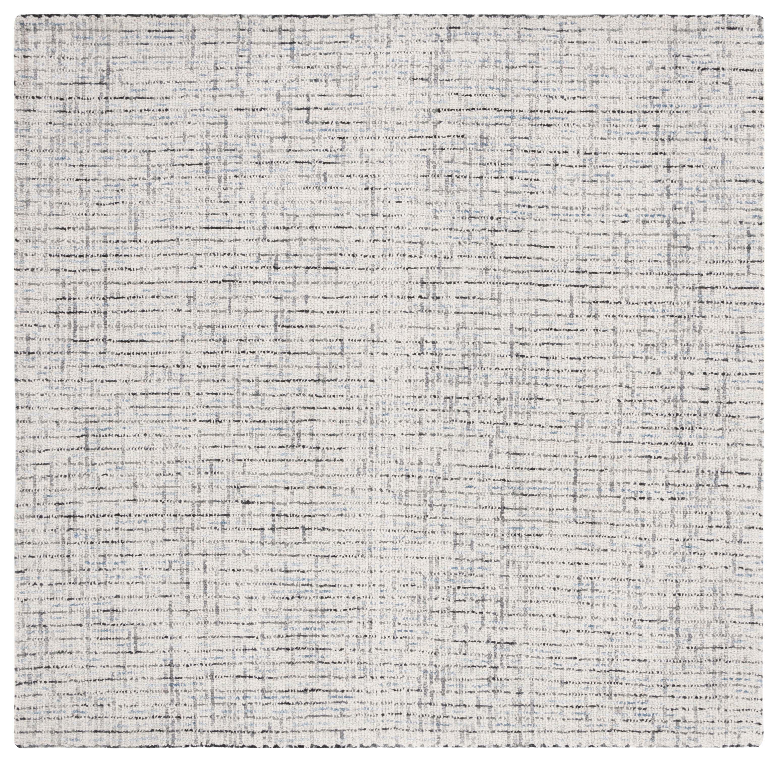 SAFAVIEH Abstract Delia Geometric Striped Wool Area Rug, Grey/Ivory, 8' x 8' Square
