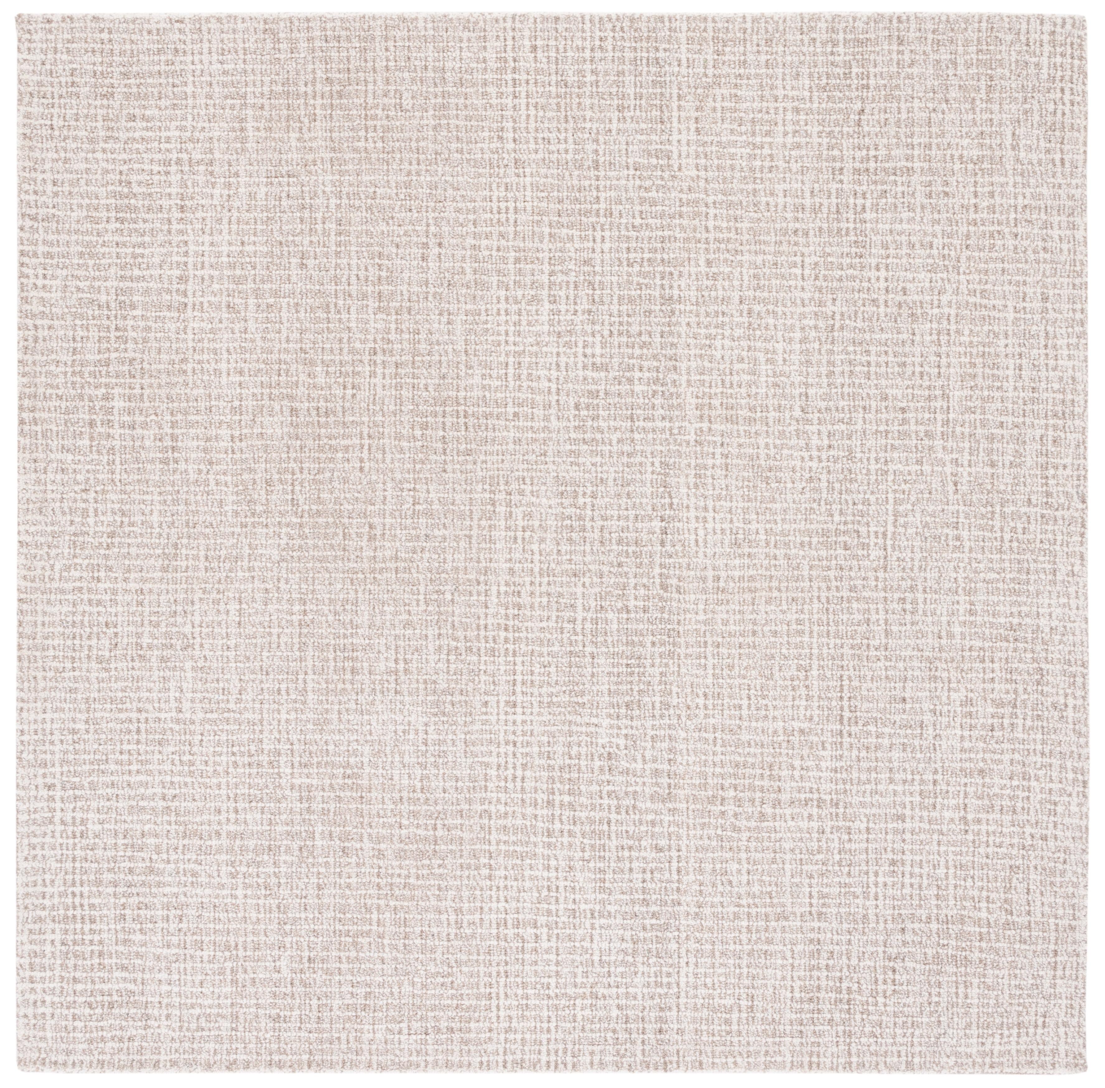 Ivory Abstract Hand-Tufted Wool Square Rug - 4' x 4'