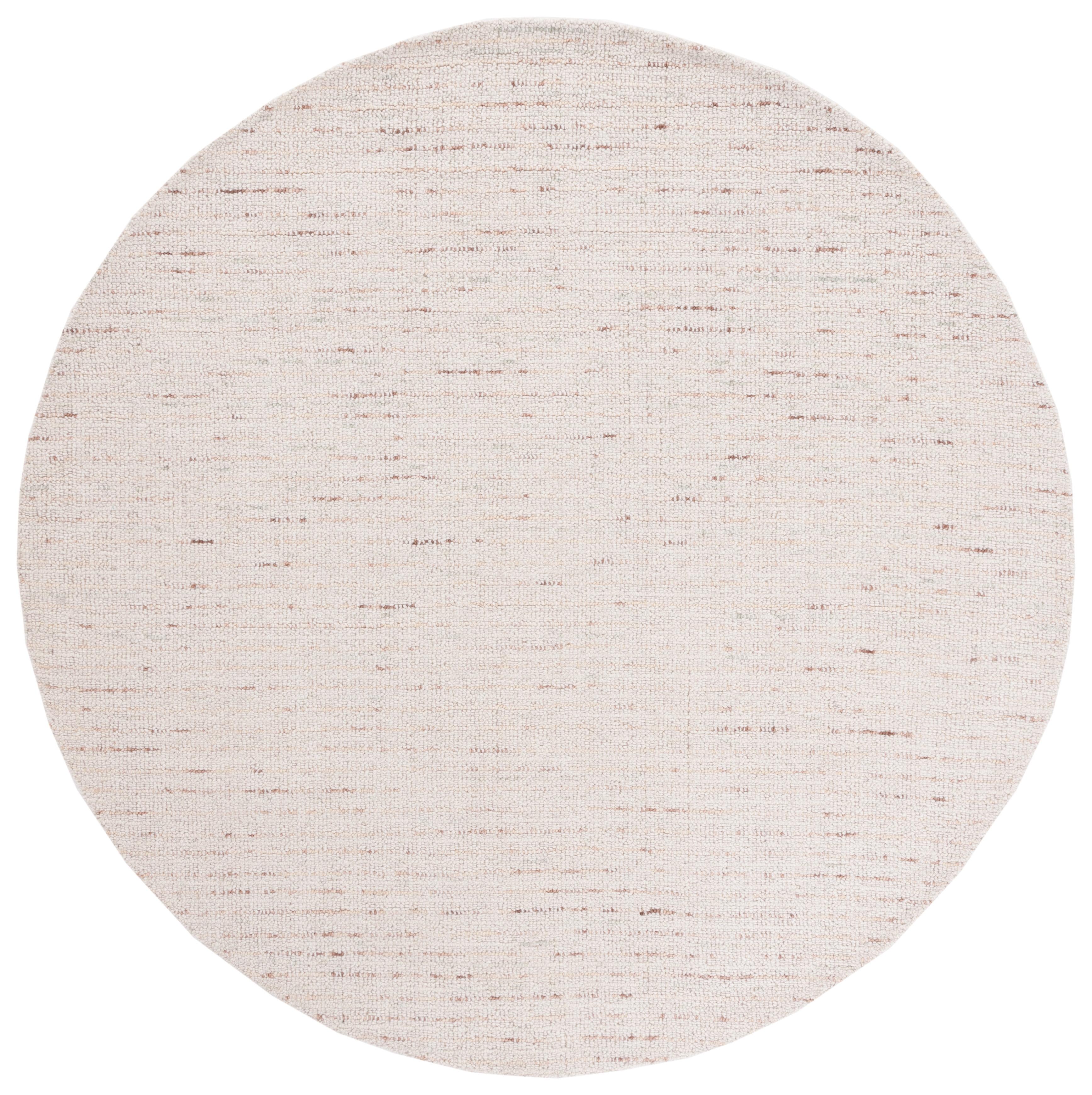 Abstract ABT468 Handmade Indoor Area Rug - Ivory/Brown - 6' Round - Safavieh